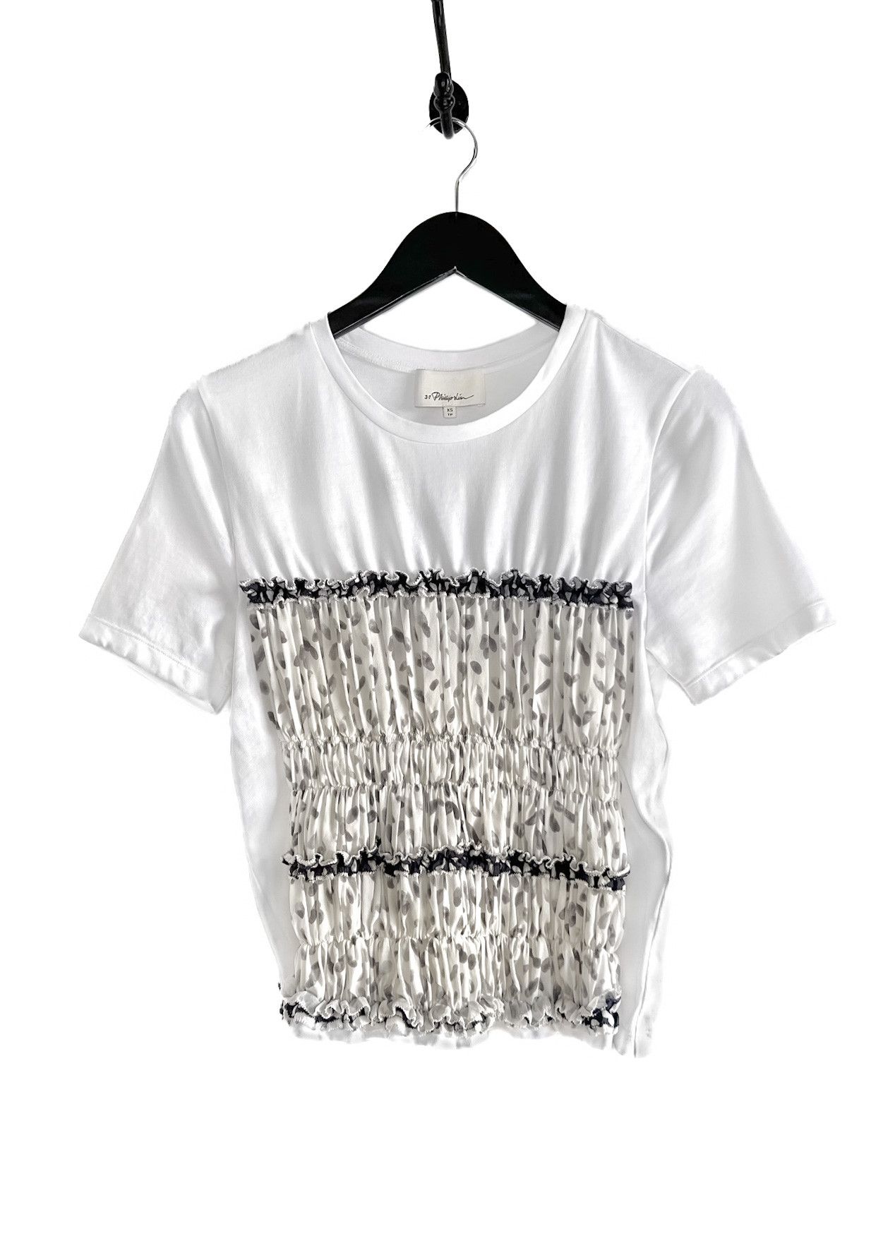 3.1 Phillip Lim 3.1 Phillip Lim White Ruffle Appliqué T-shirt Size XS / US 0-2 / IT 36-38 - 1 Thumbnail