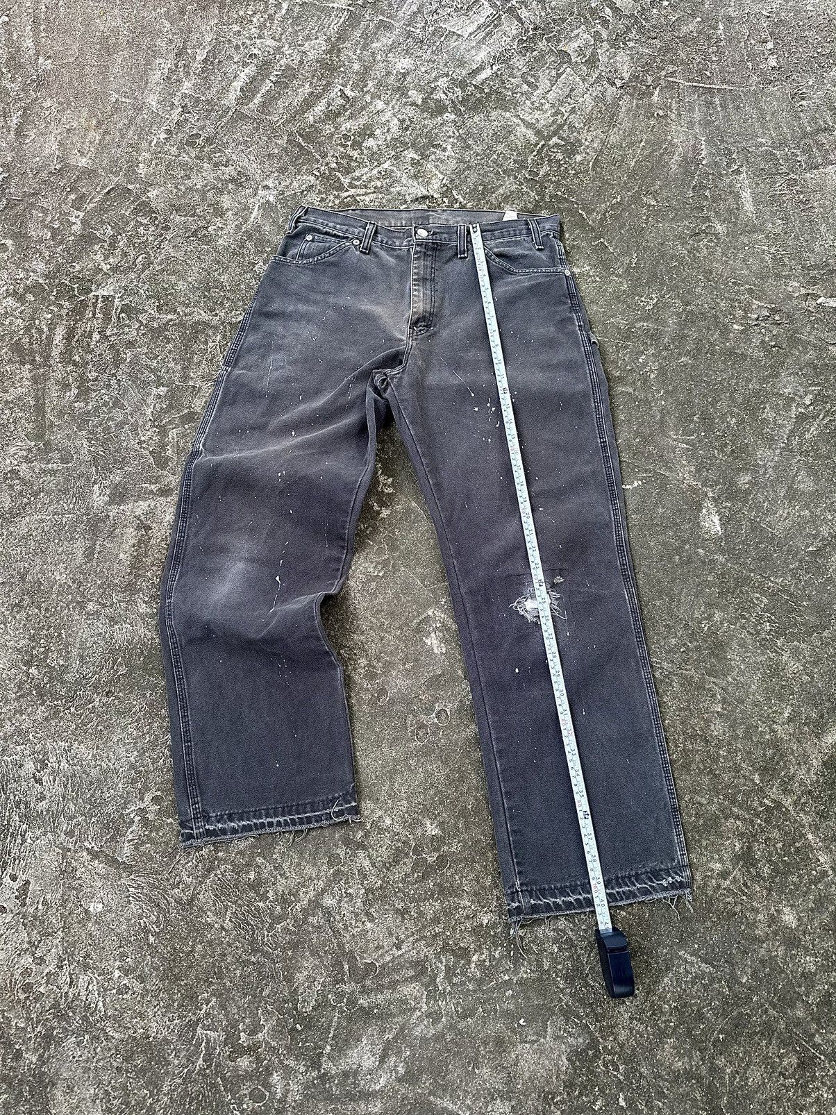 Carhartt (34x30.5) Crazy Distressed Dickies Carpenter Faded Black Size US 34 / EU 50 - 8 Thumbnail