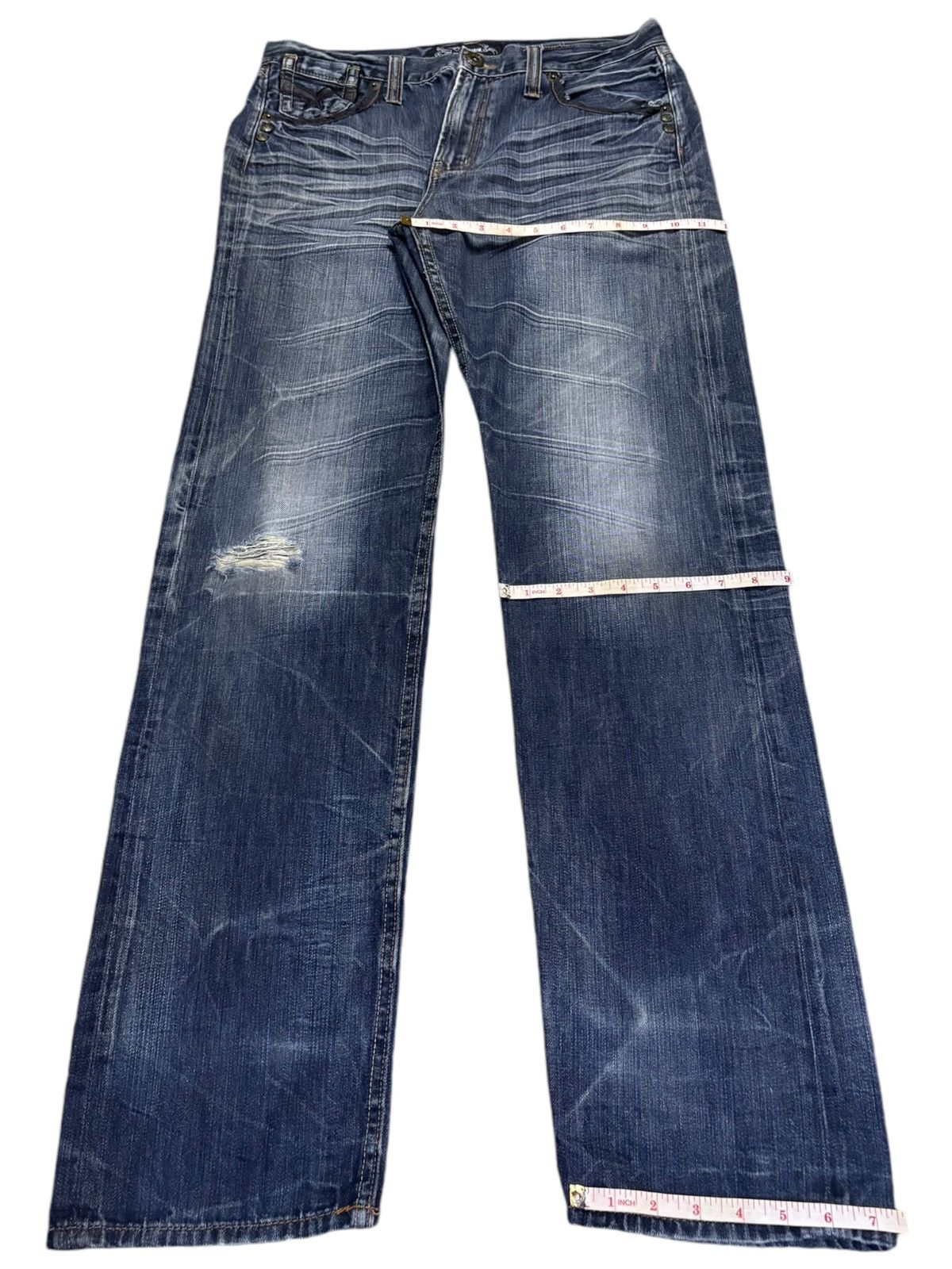 Japanese Brand Vintage Japanese Brand Honeycomb Punk Embroidered Jeans Size US 33 - 14 Thumbnail