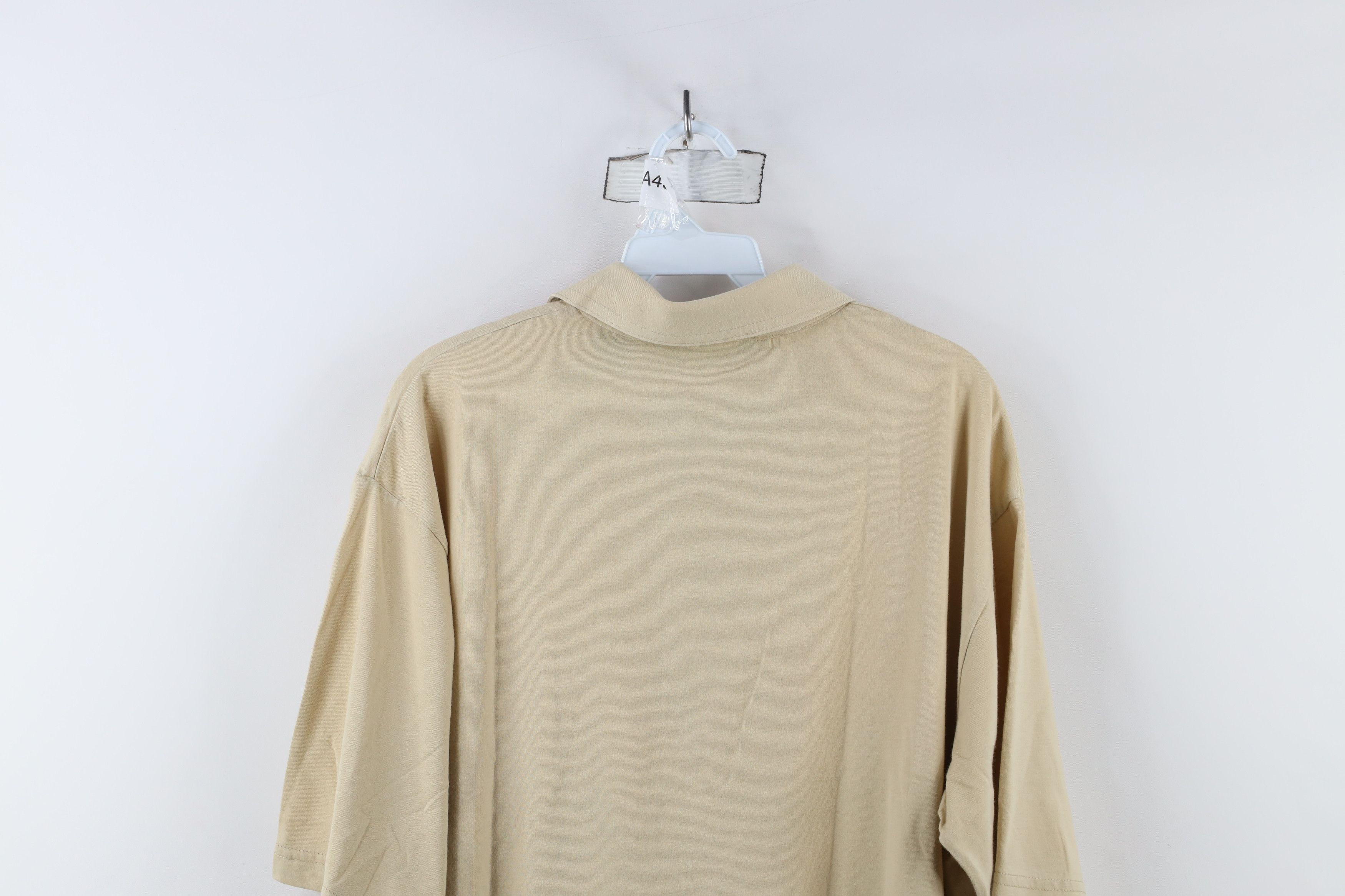 Vintage Vintage 90s Streetwear Blank Baggy Fit Knit Polo Shirt Beige Size US M / EU 48-50 / 2 - 12 Thumbnail