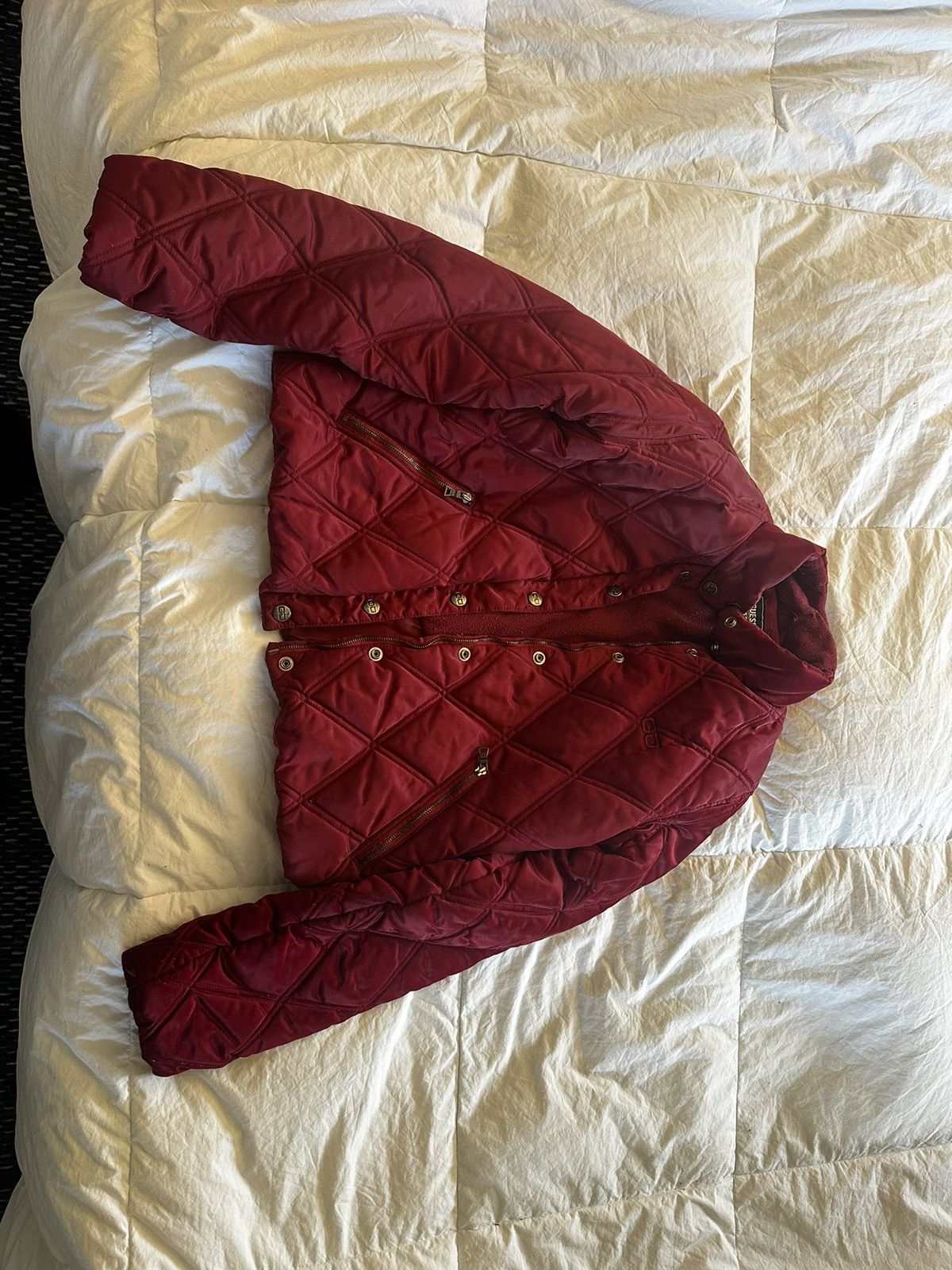 image of Guess Jeans Vintage Red Bomber Jacket, Women's (Size XL)