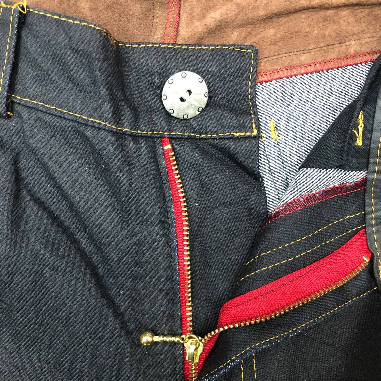 Other P158 DENIM x LEATHER FLARED JEANS Size 30" / US 8 / IT 44 - 6 Thumbnail