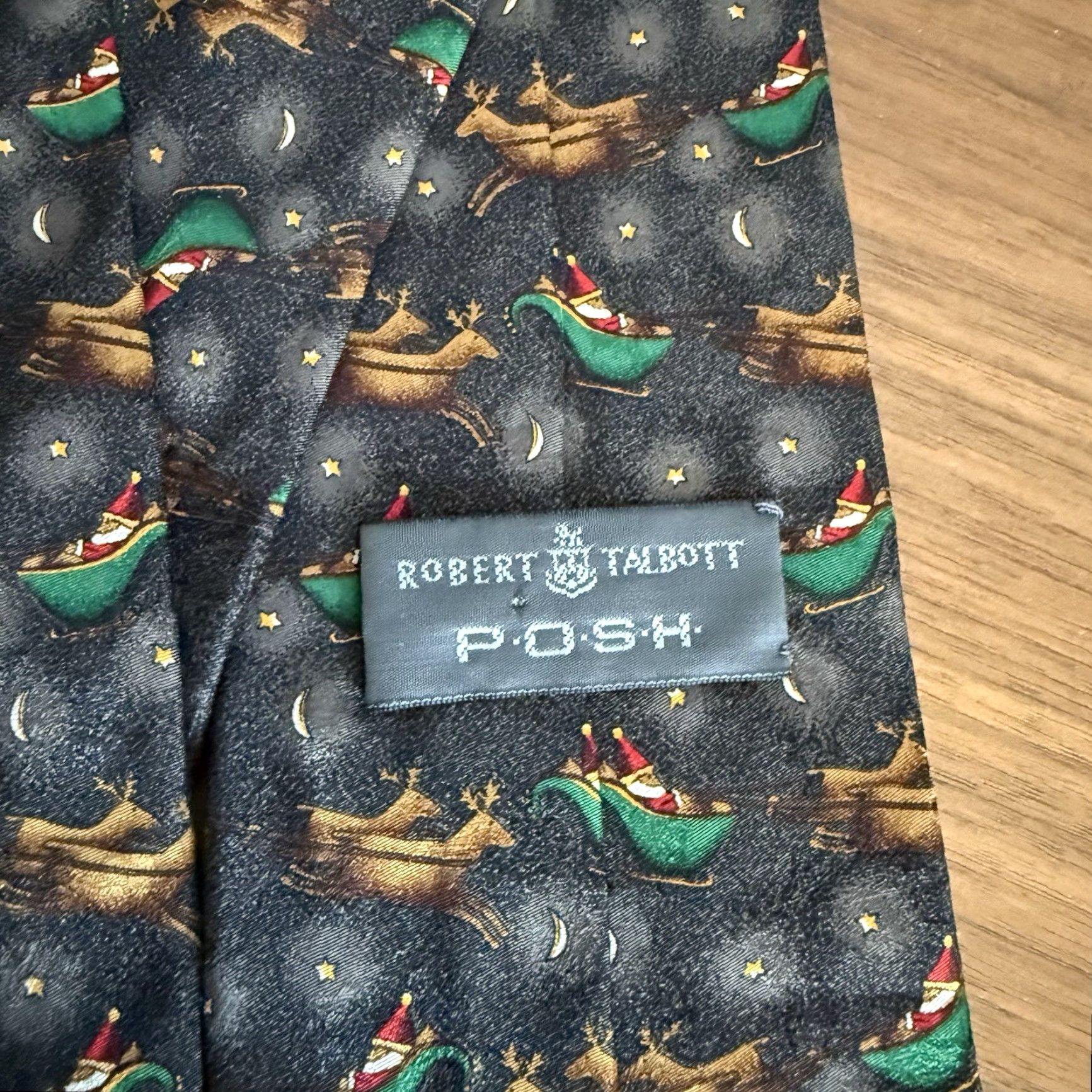 Robert Talbott VINTAGE Robert Talbott Silk Neck Tie Christmas Santa Leading Sleigh Reindeer Size ONE SIZE - 3 Thumbnail