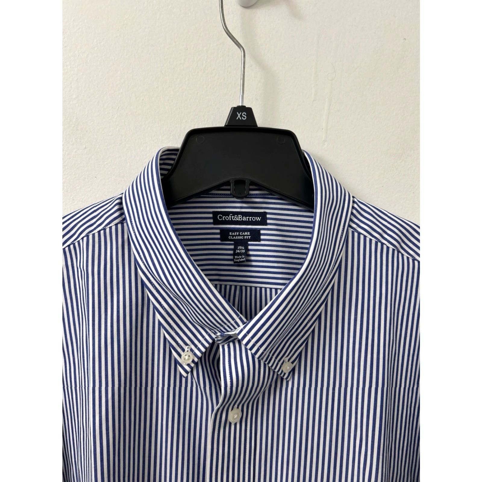Croft & Barrow Croft & Barrow Shirt Mens 18.5 Blue White Striped Oxford Classic Fit L/S Button-Down Collar Barrel Cuff Size US XXL / EU 58 / 5 - 6 Thumbnail