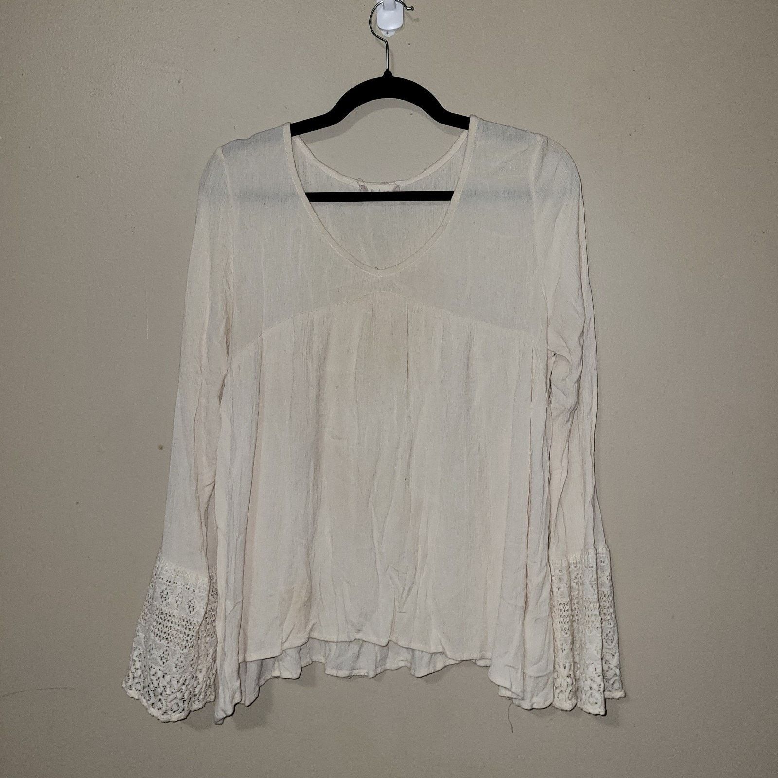 & Other Stories Altered State Tunic Blouse Flowy Sleeves Fringe Cream M/L Size L / US 10 / IT 46 - 1 Thumbnail