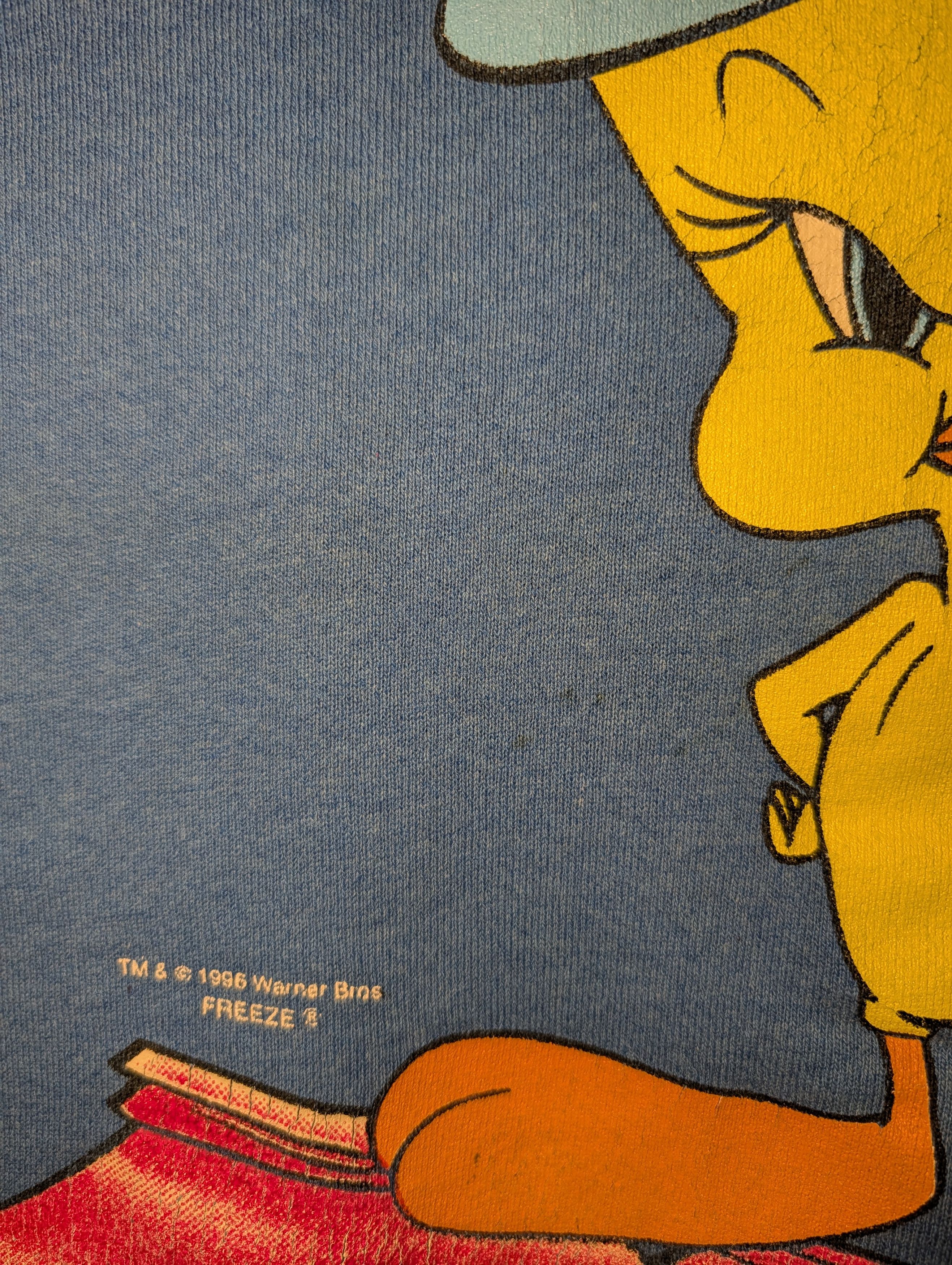 Cartoon Network 90s VINTAGE LOONEY TUNES Blue Tweety Bad As Sweatshirt Size US L / EU 52-54 / 3 - 7 Thumbnail