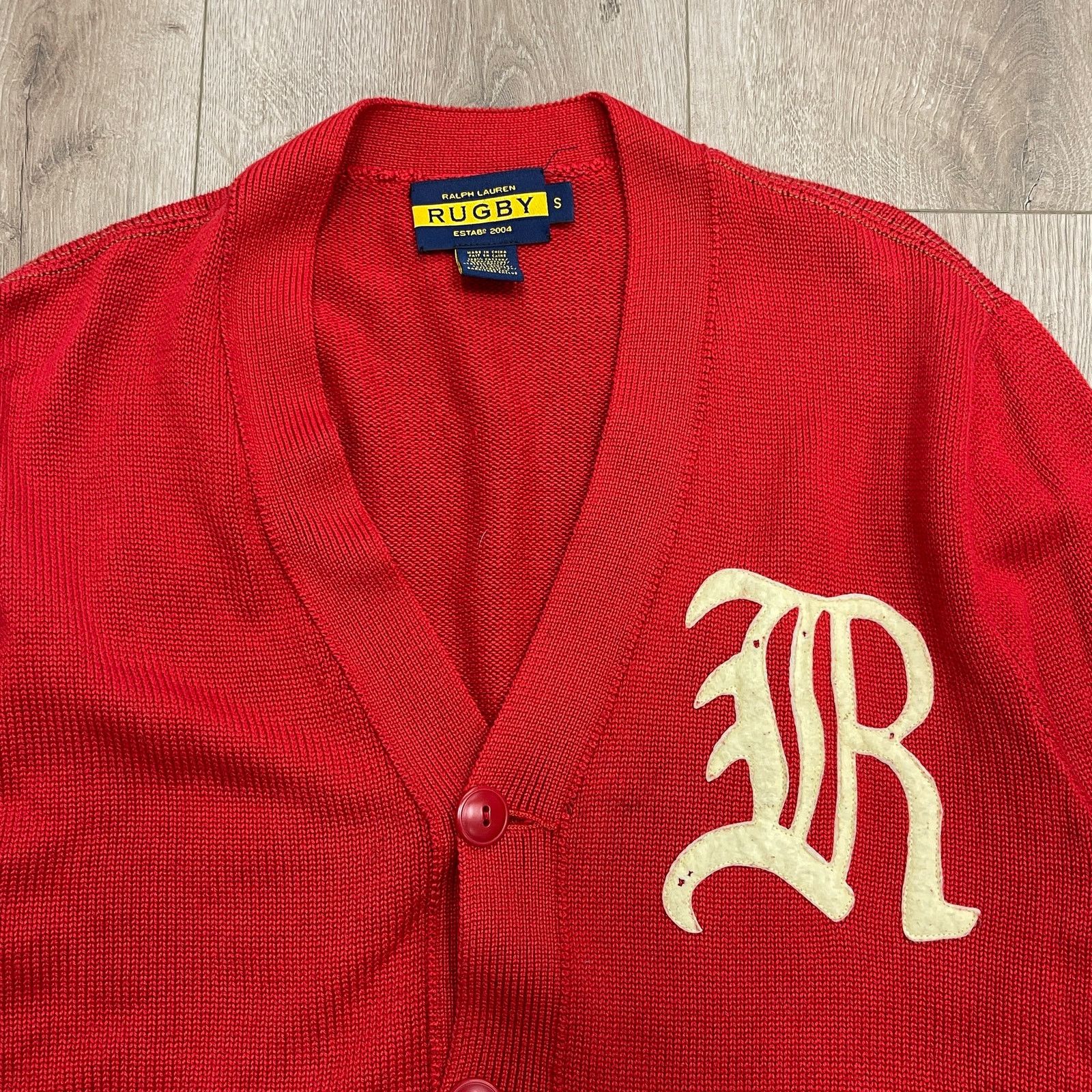 Rugby Ralph Lauren Varsity Letter Cardigan Red Size Small S