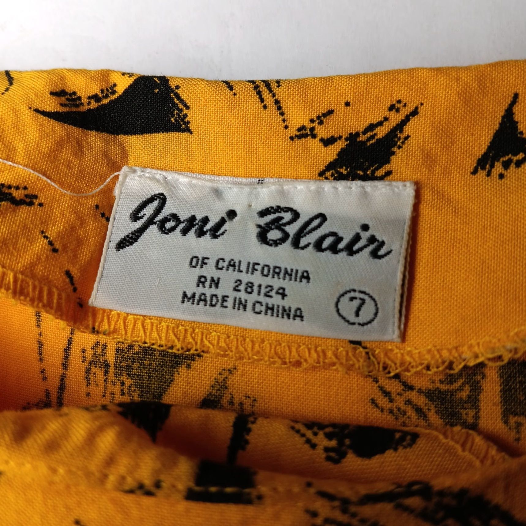 Blair VINTAGE 1980s Joni Blair Dress Abstract Gold Black Drop Waist Button Size 7 Womens Size M / US 6-8 / IT 42-44 - 3 Thumbnail
