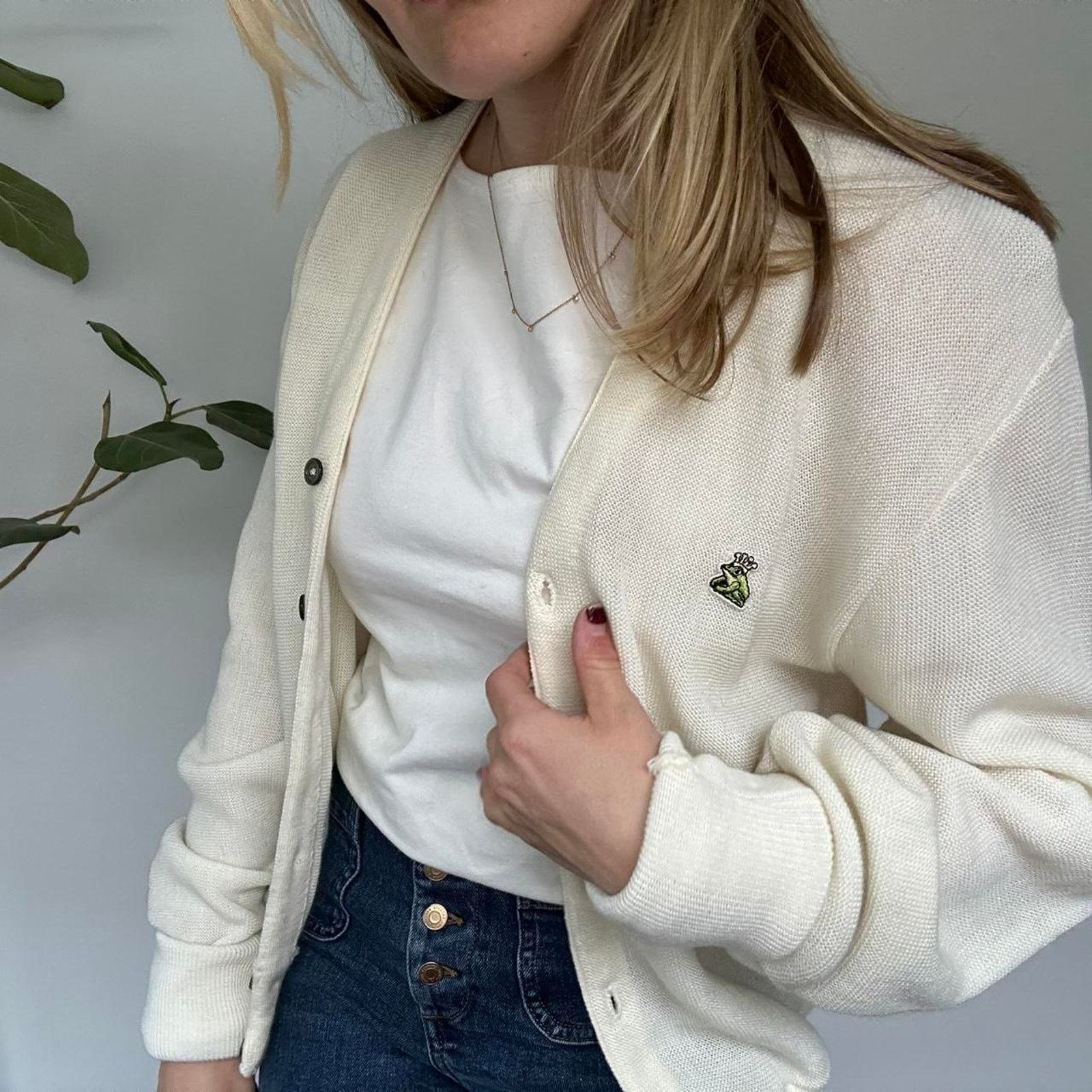 Other Vintage Frog Patch Cream Cardigan (M) Size M / US 6-8 / IT 42-44 - 3 Thumbnail