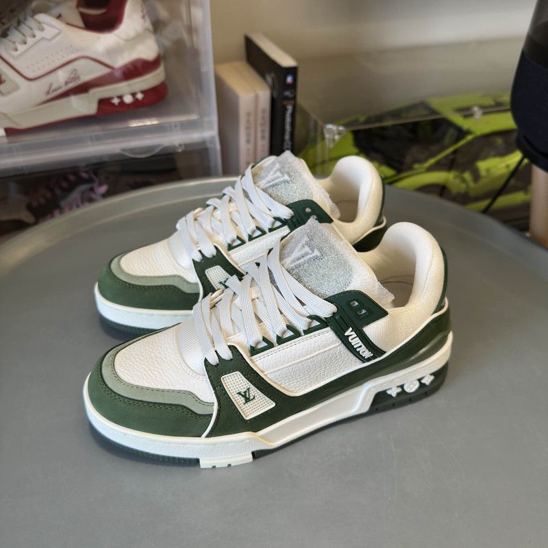 Louis Vuitton Louis Vuitton Green and White Trainer Sneakers 0079 Size US 6.5 / EU 39-40 - 1 Thumbnail