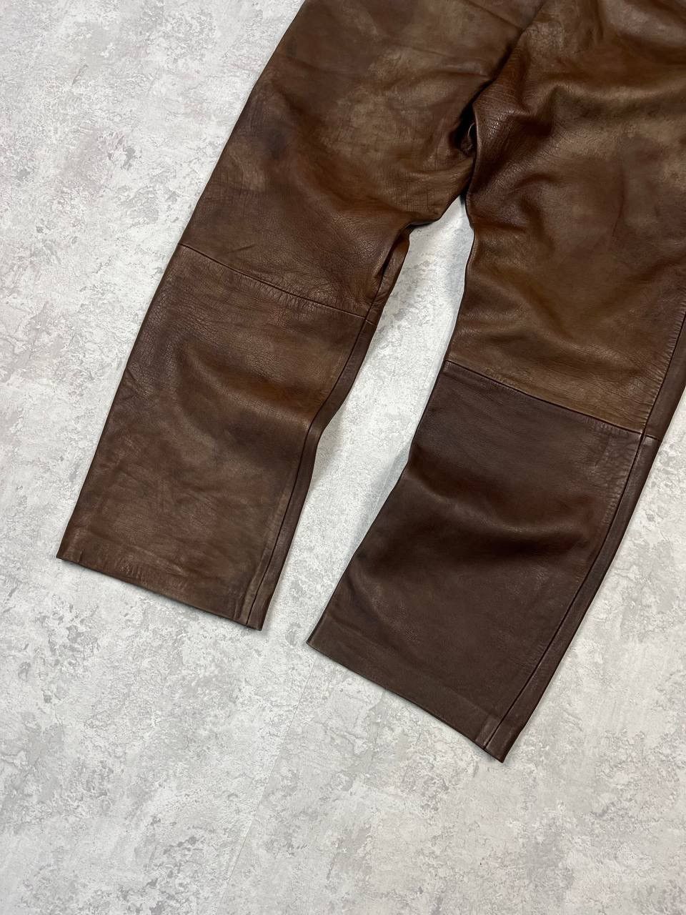 Genuine Leather Vintage Brown Leather Pants Y2K Size US 36 / EU 52 - 8 Thumbnail