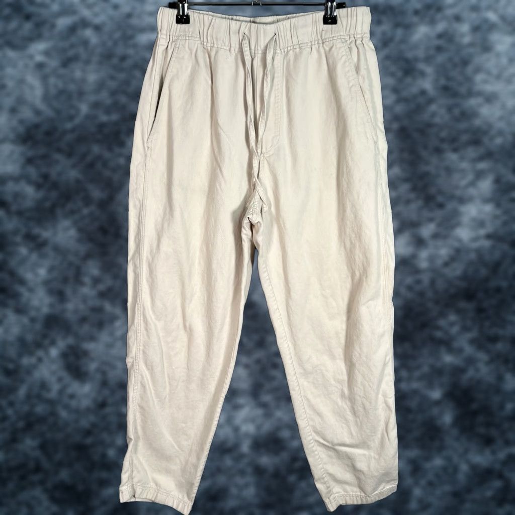 COS Linen Blend Pants Women S Beige Drawstring Straight Leg Cropped Ankle COS Brand 90s Vintage? (adjust as per context)