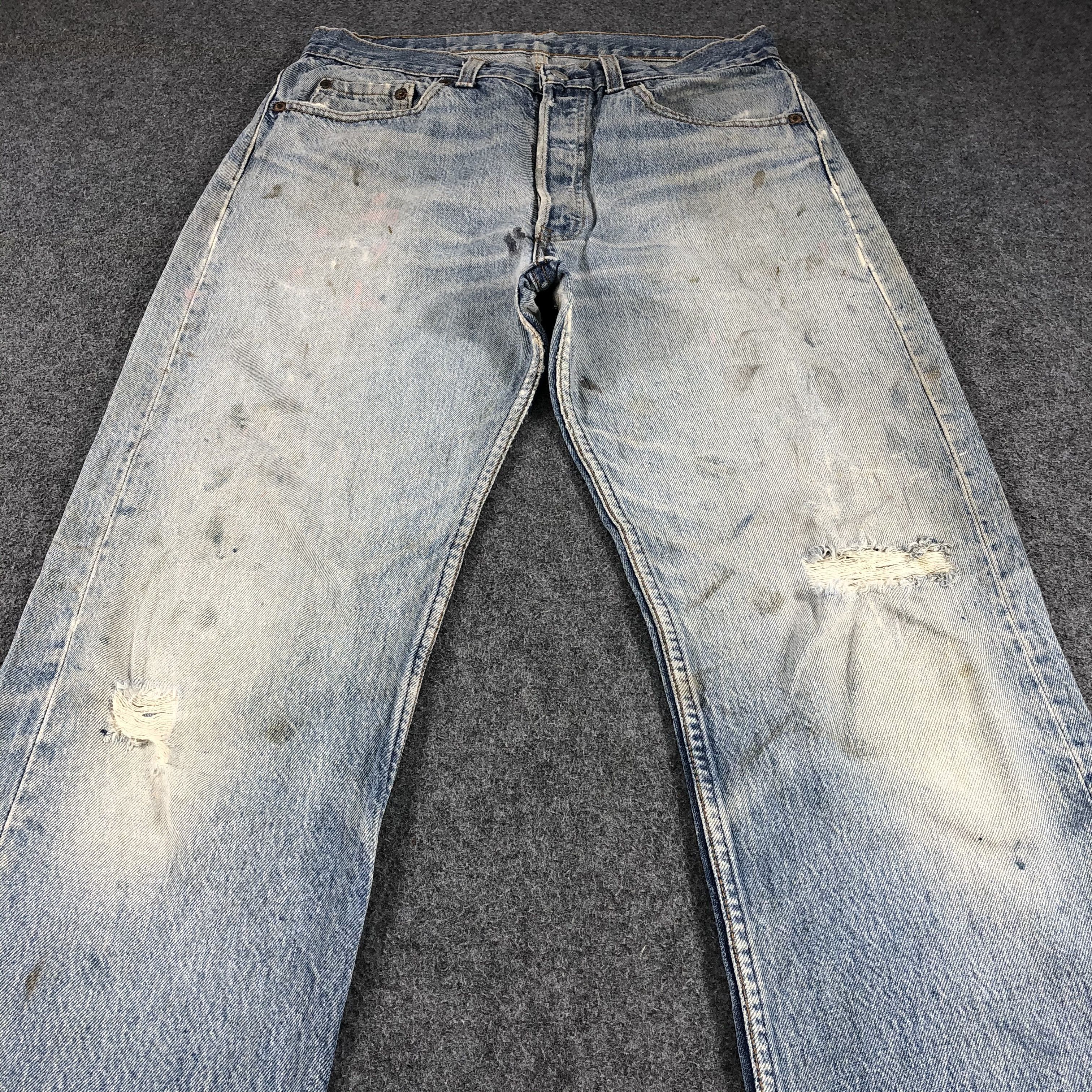 Levi's × Vintage Vintage 90s Distress Light Wash Levis 501 Jeans-JM875 Size US 31 - 3 Thumbnail
