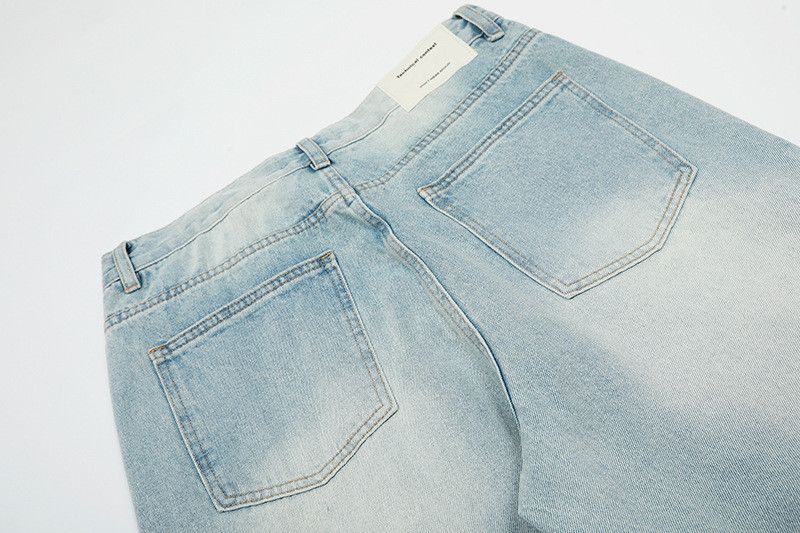 Jean American retro high street wide-leg washed jeans for men Size US 32 / EU 48 - 5 Thumbnail