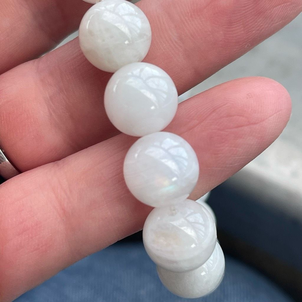 Other White Moonstone beaded bracelet 7” crystal healing beads 10m Size ONE SIZE - 9 Thumbnail