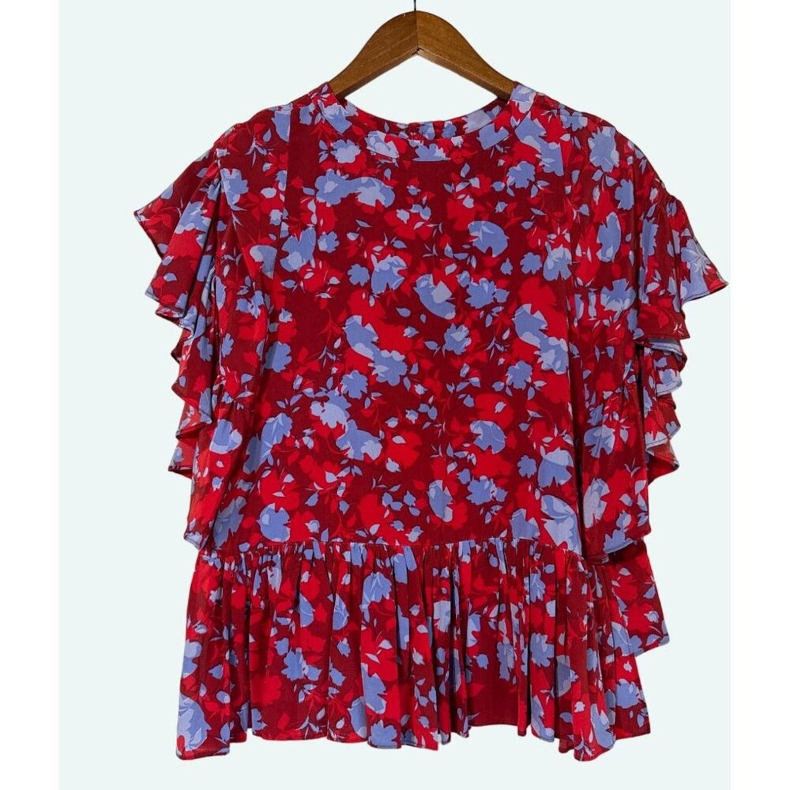 ALEXIS Alexis Danijela Silk Red Floral Button‑Front Blouse Small Size S / US 4 / IT 40 - 5 Thumbnail
