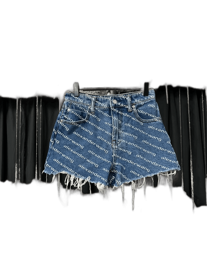 denim shorts alexanderwang logo-print パンツ