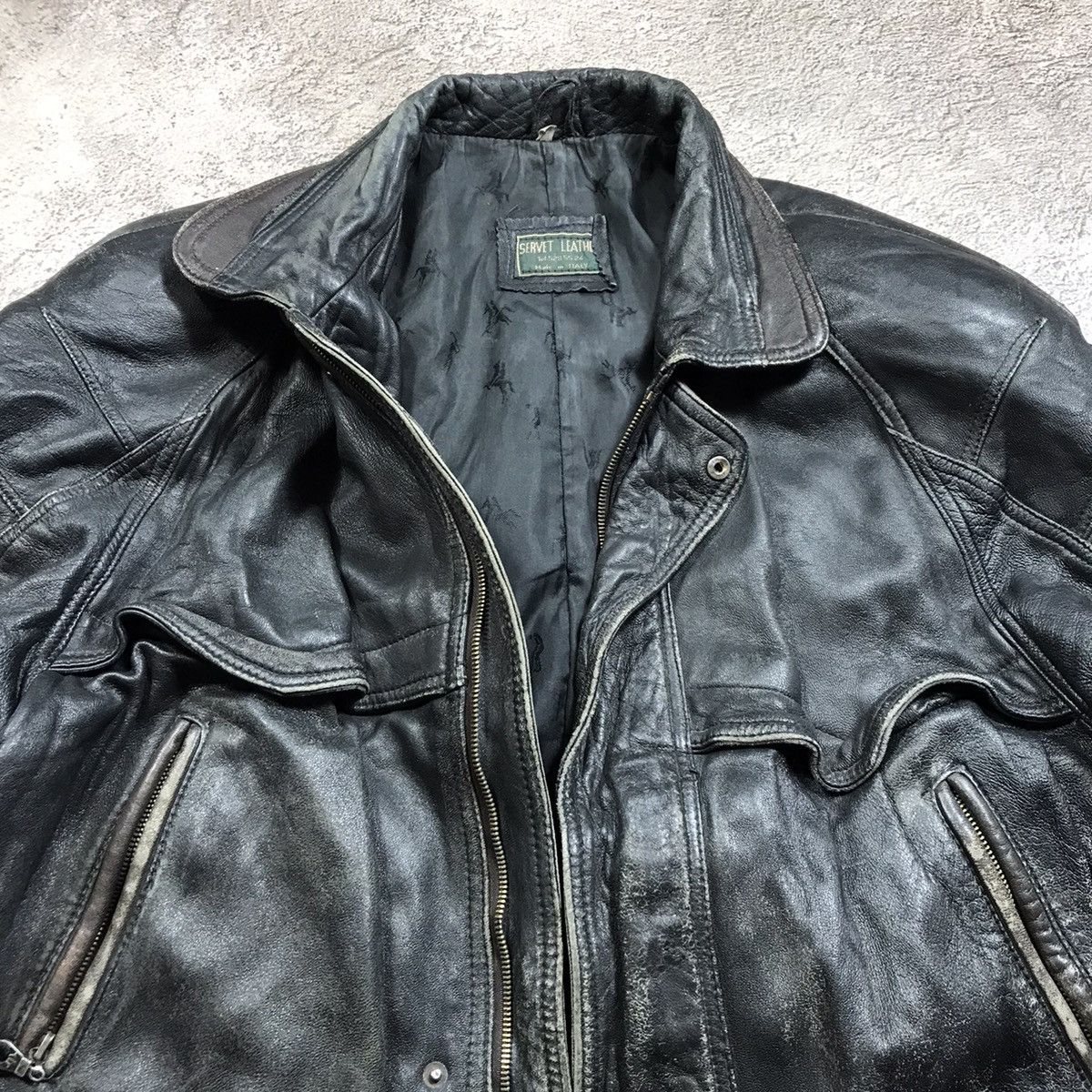 Vintage Vintage Y2K Oversized Leather Jacket Thrashed Streetwear XL Size US XL / EU 56 / 4 - 2 Thumbnail