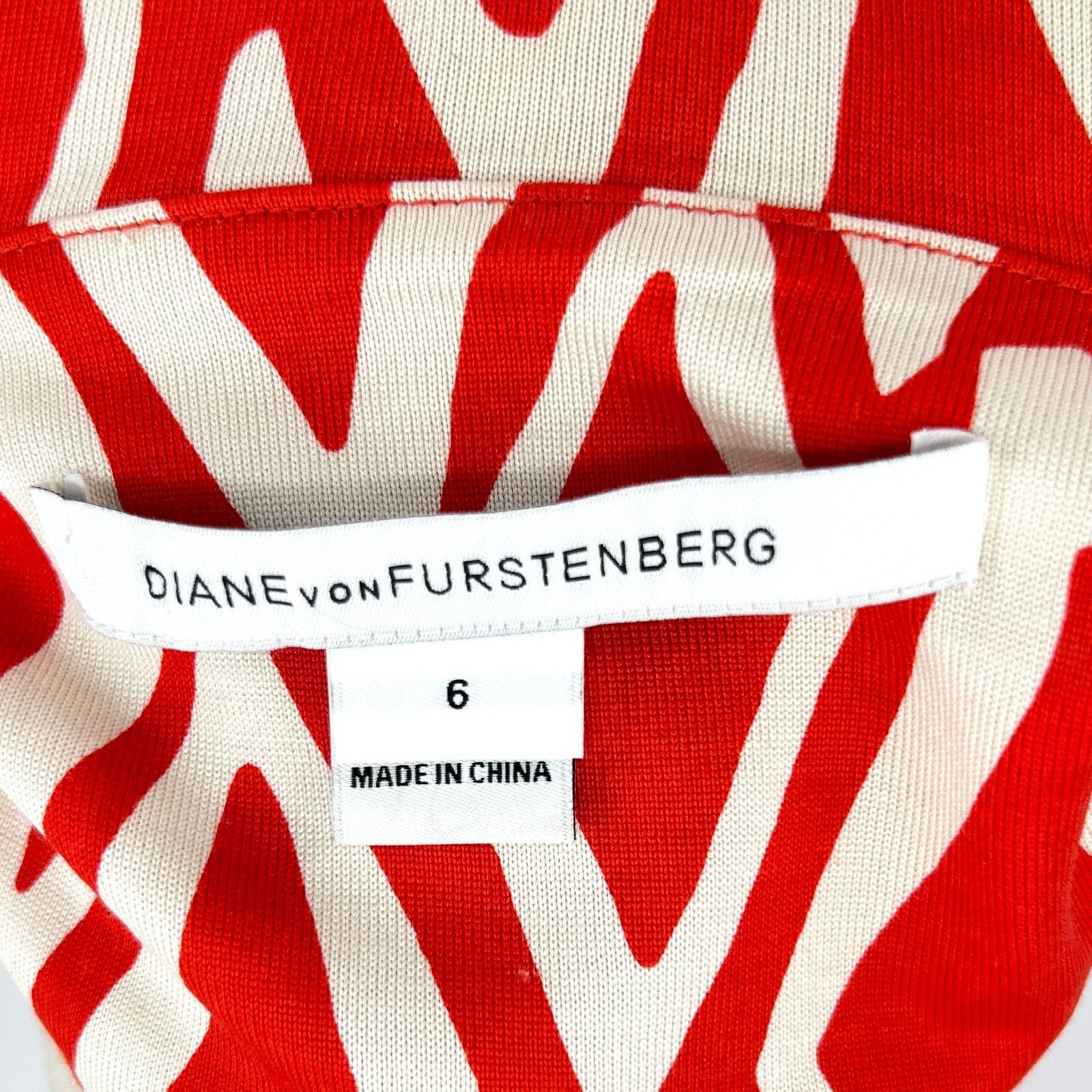 Diane von Furstenberg Red Cream Knit 100% Silk Tunic Mini Dress Size S / US 4 / IT 40 - 5 Thumbnail