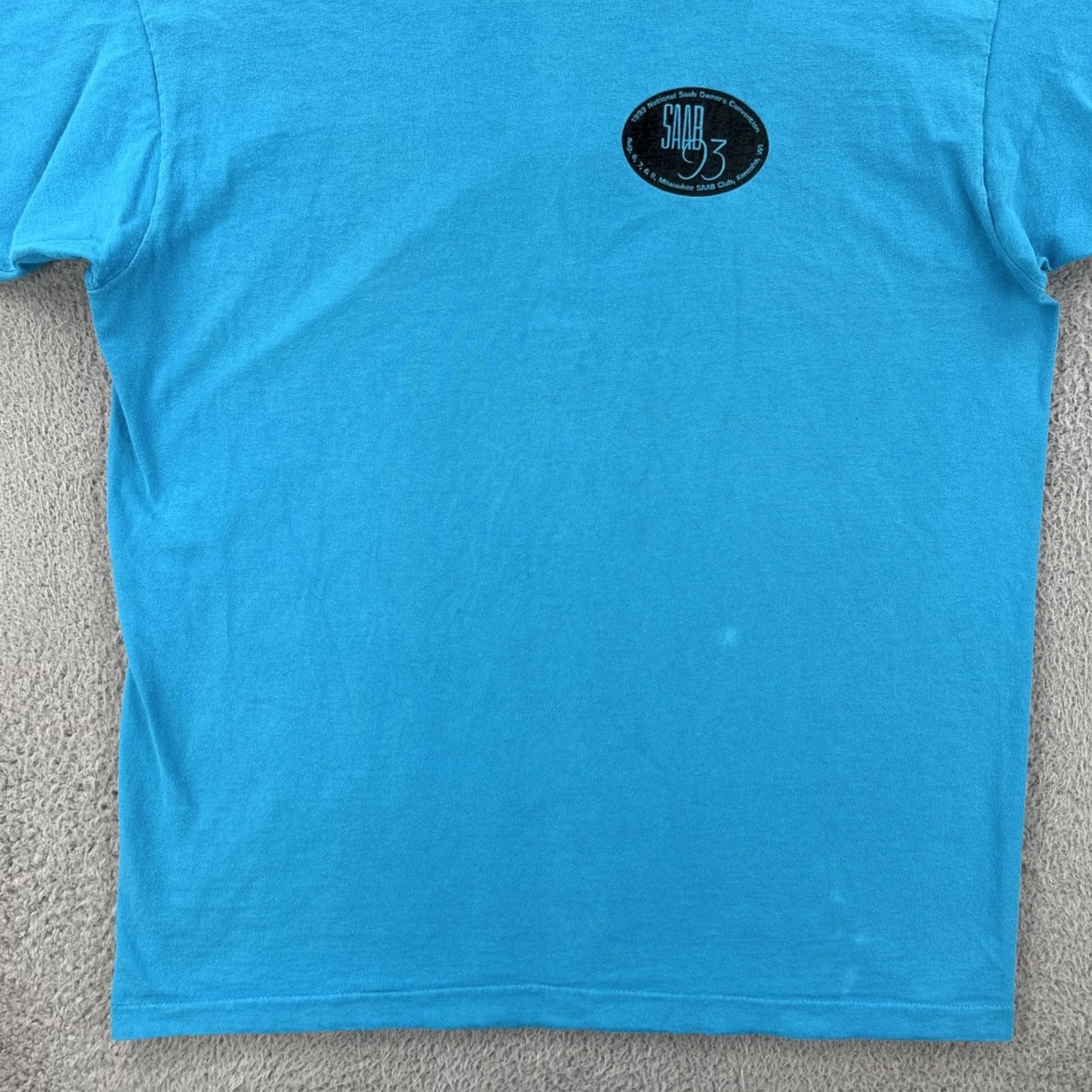 Fruit Of The Loom VINTAGE Fruit of the Loom XL Crew Neck T-Shirt Mens USA 1993 SAAB Convention Blue Size US XL / EU 56 / 4 - 5 Thumbnail
