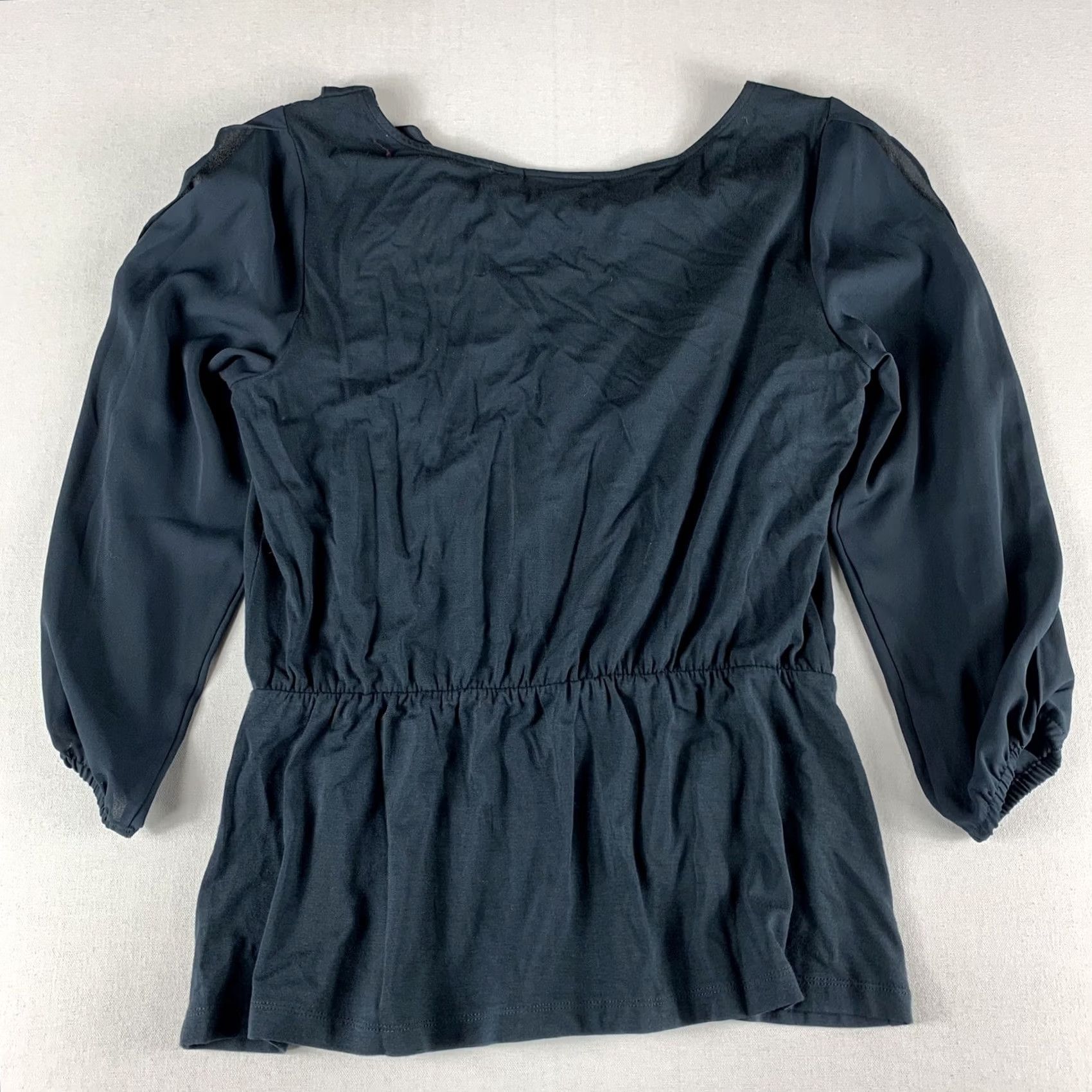 Vintage VINTAGE DELETTA LAYERED BLOUSE WOMENS SMALL MIDNIGHT BLUE LONGSLEEVE BALLOON SLEEVE Size S / US 4 / IT 40 - 5 Thumbnail