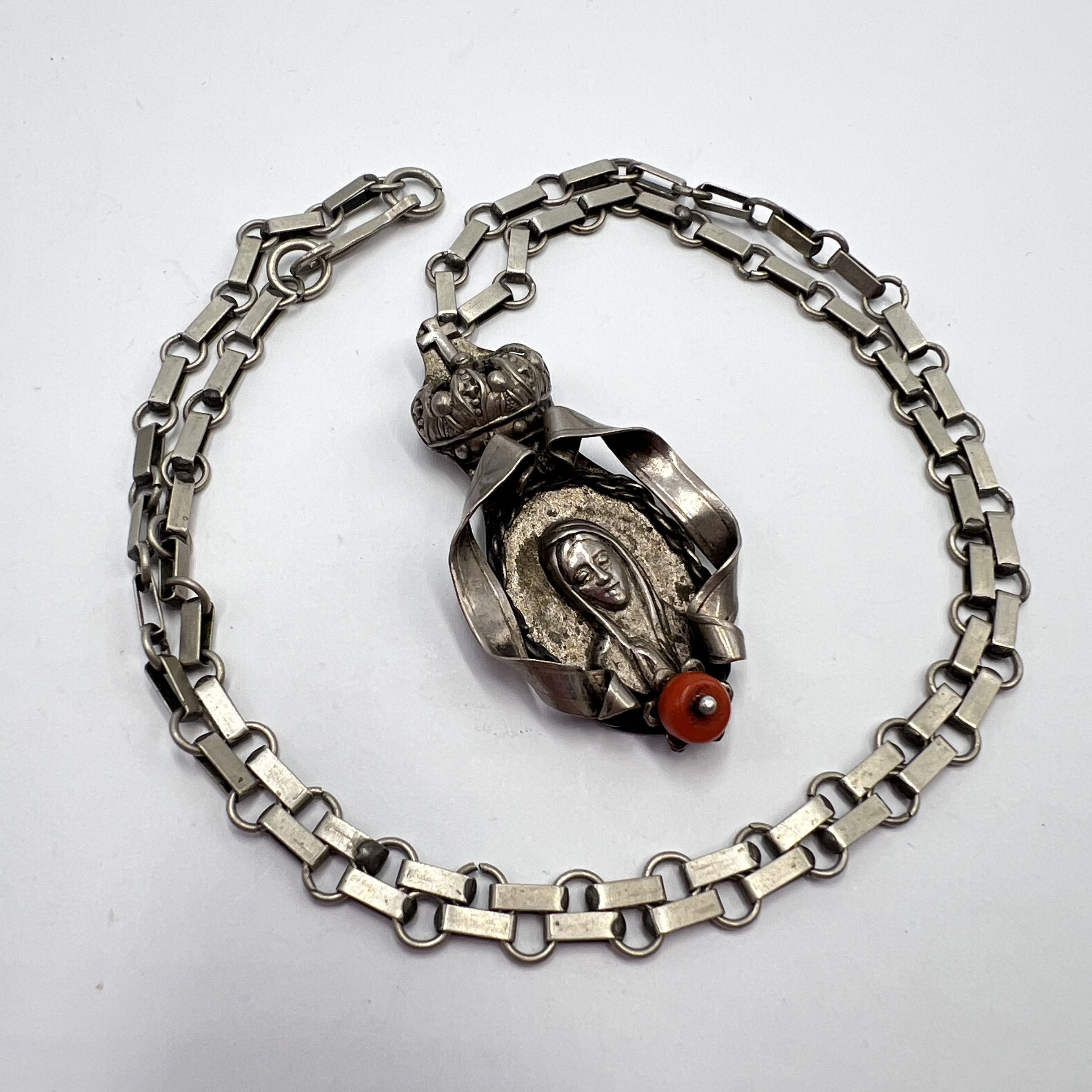 Vintage Vintage Italian Silver Madonna Pendant Icon Necklace Size ONE SIZE - 4 Thumbnail