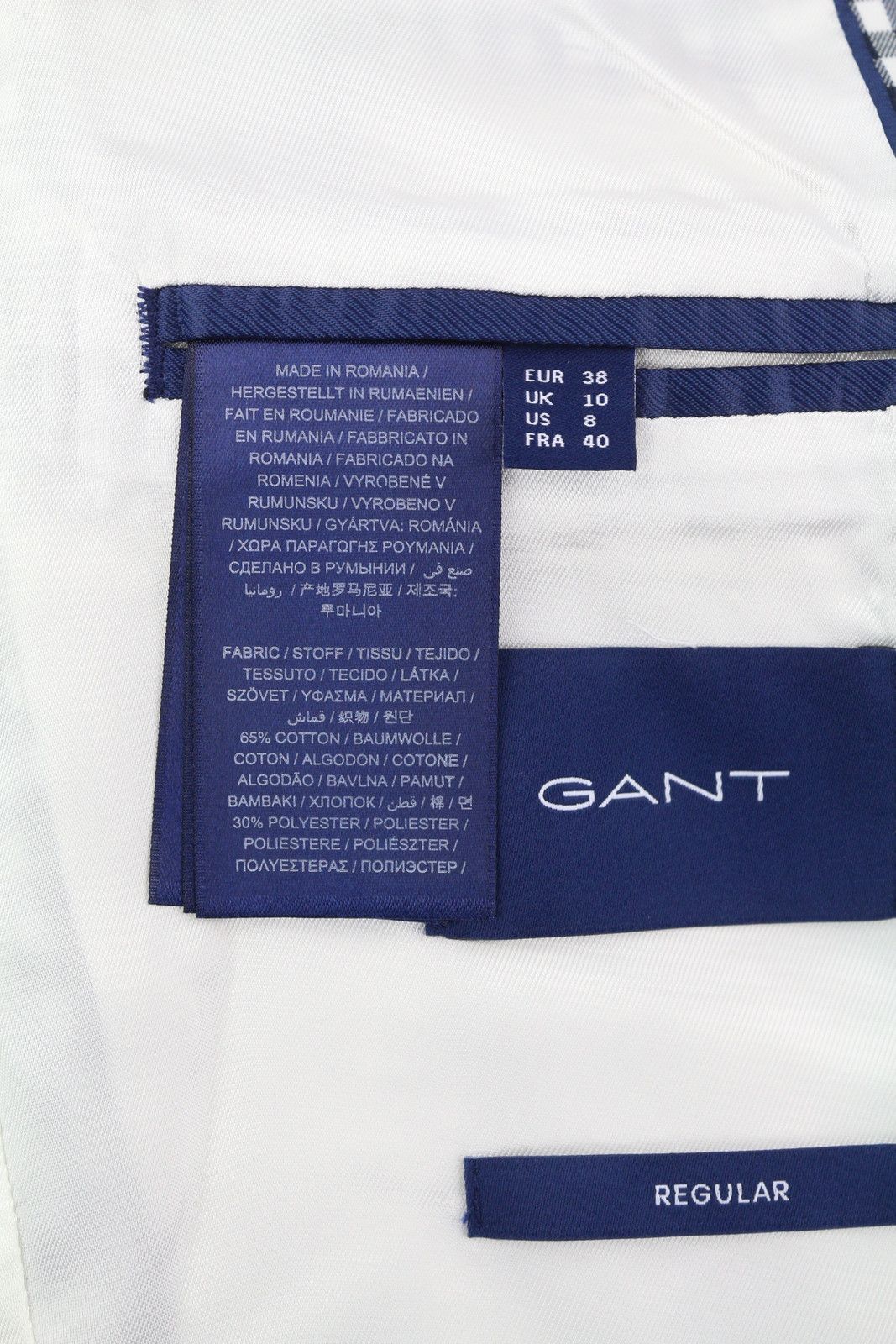 Gant GINGHAM STRETCH EU38 Blue Plaid Notch Blazer 85312 Size M / US 6-8 / IT 42-44 - 10 Thumbnail