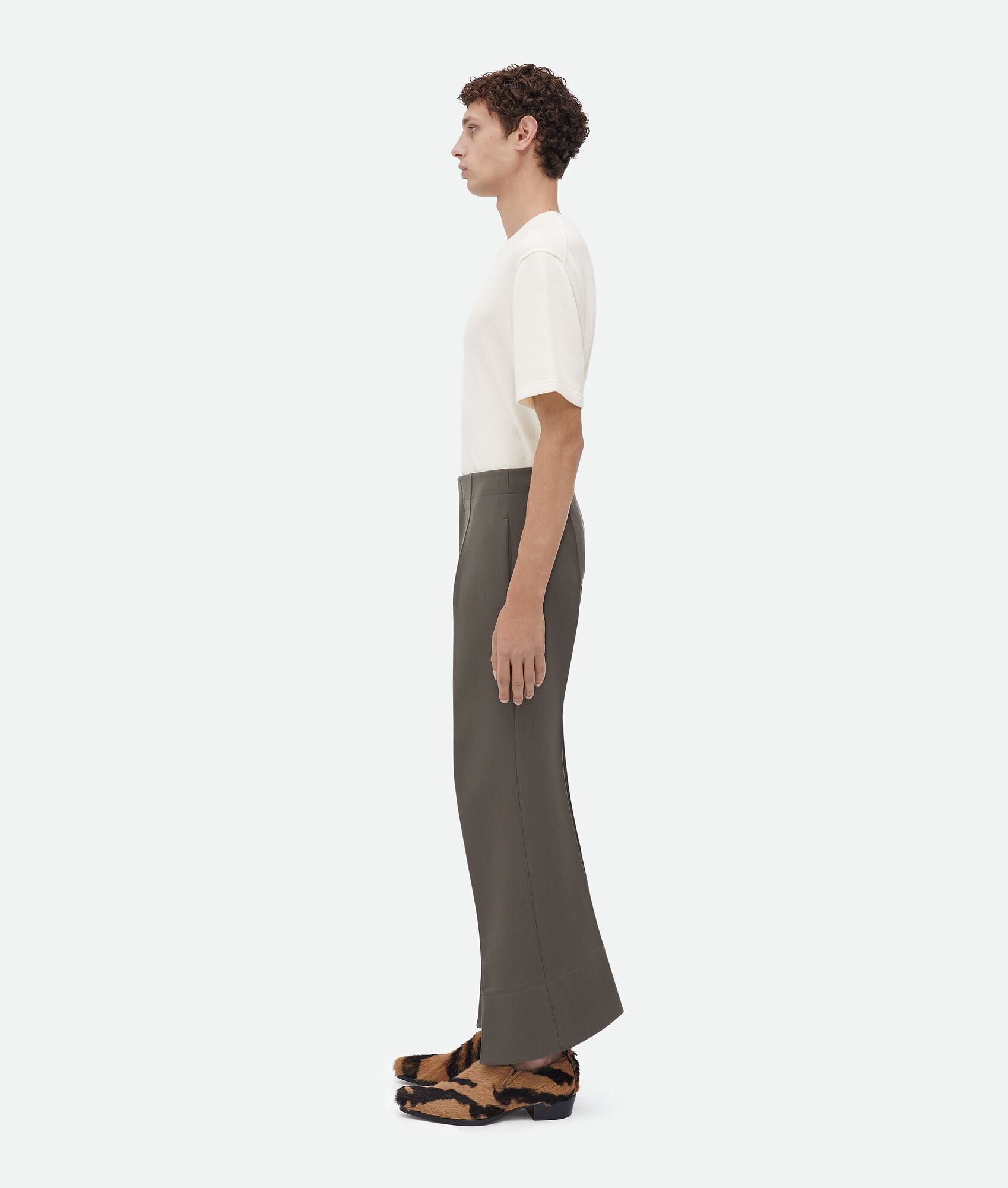 Bottega Veneta o1n1vont0125 Curved Shape Wool Pant in Olive Size US 38 / EU 54 - 2 Thumbnail