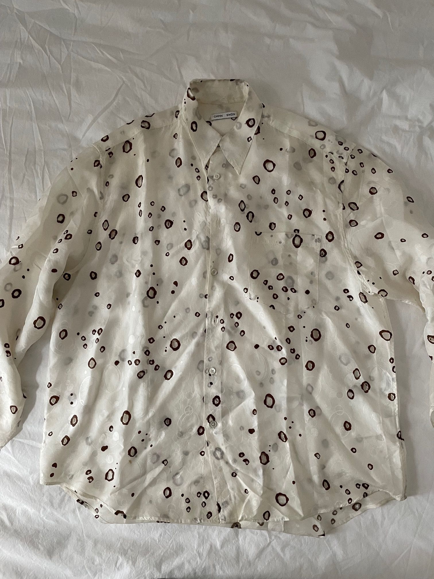 CMMN SWDN CMMN SWDN Bas burnout shirt white.brown size 46 S Size US S / EU 44-46 / 1 - 1 Thumbnail