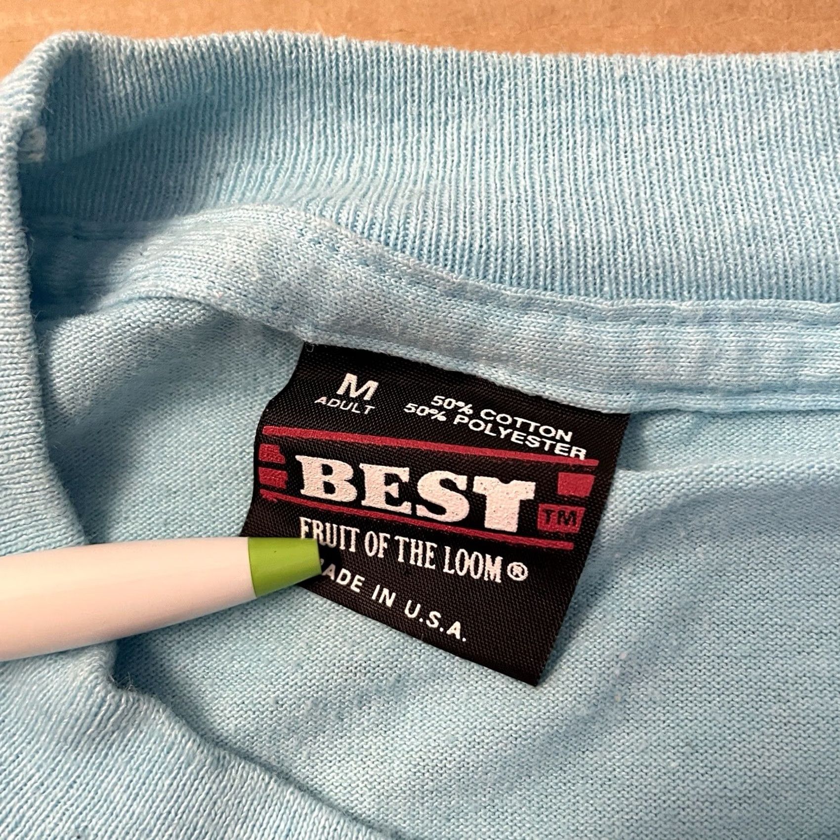 Fruit Of The Loom VINTAGE 90s USA Mens Shirt Adult Medium Blue Birthday 40th Numbers Single Stitch Mens Size US M / EU 48-50 / 2 - 7 Thumbnail