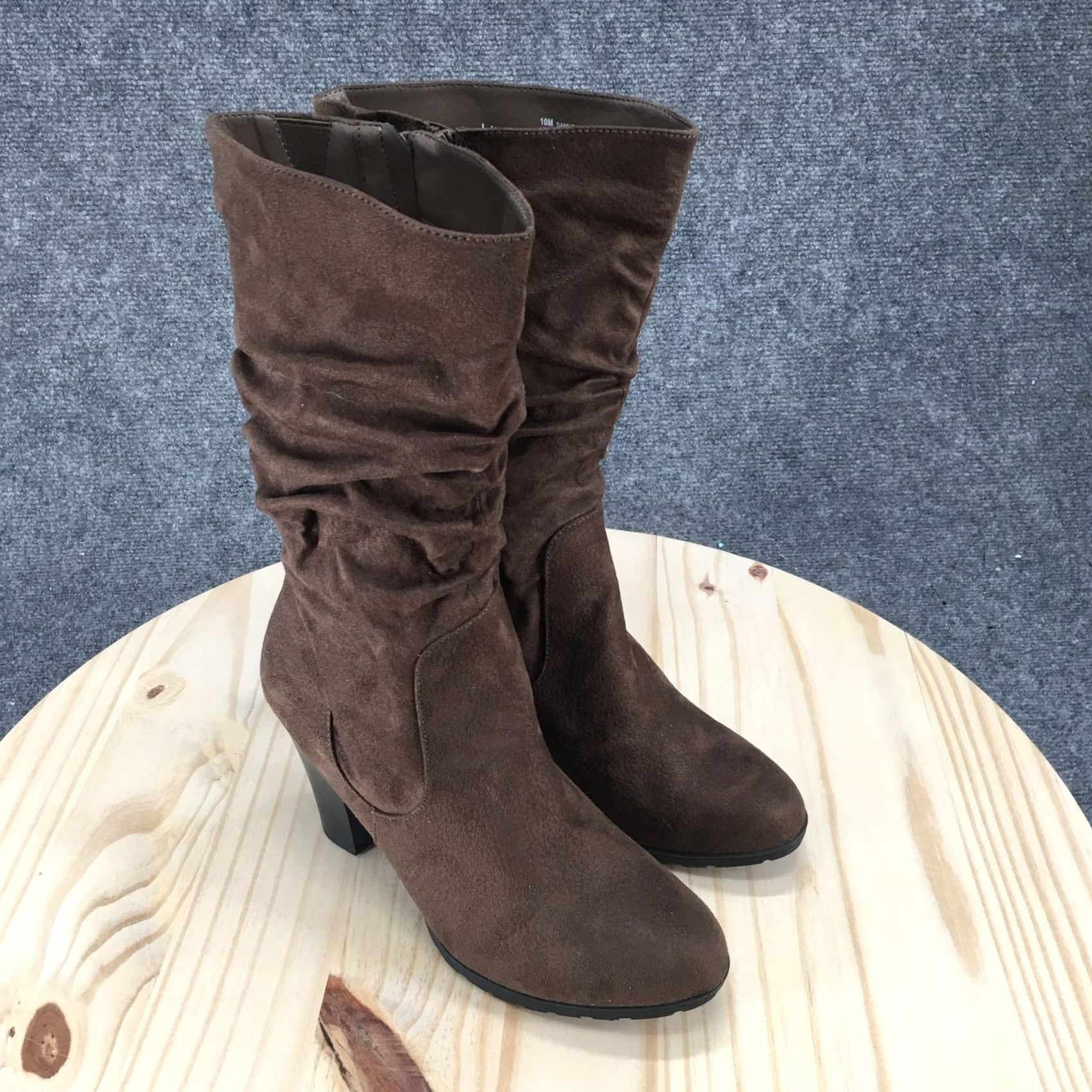 Vintage White Mountain Boots Womens 10 M Samuelle Side Zip Block Heels Brown Slouch Boot Riding Boot Size US 10 / IT 40 - 3 Thumbnail
