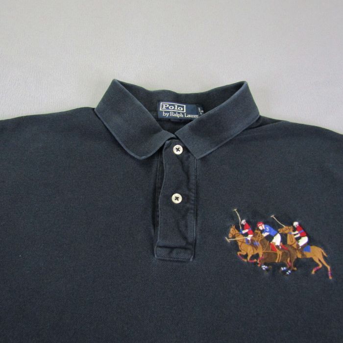 Ralph Lauren Polo Shirt 3XB Cotton Short Sleeve Solid Black Pony Mens