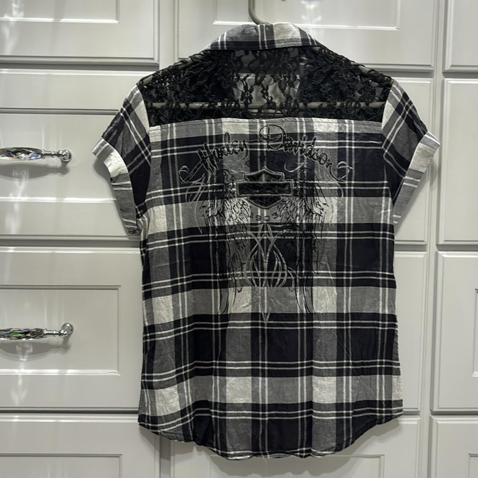 Harley Davidson Harley-Davidson Plaid Short Sleeve Button-Down Shirt Size M / US 6-8 / IT 42-44 - 2 Thumbnail