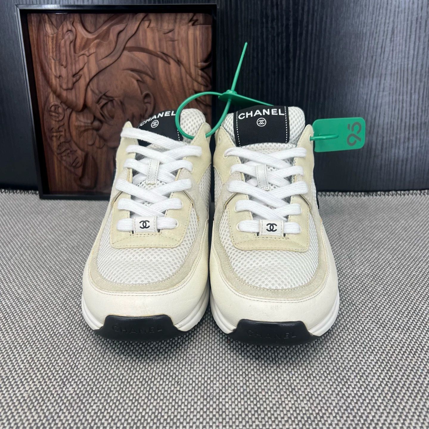 Chanel Chanel 22C Black & White Sneakers - Size 40 (Like New) Size US 7 / EU 40 - 2 Thumbnail