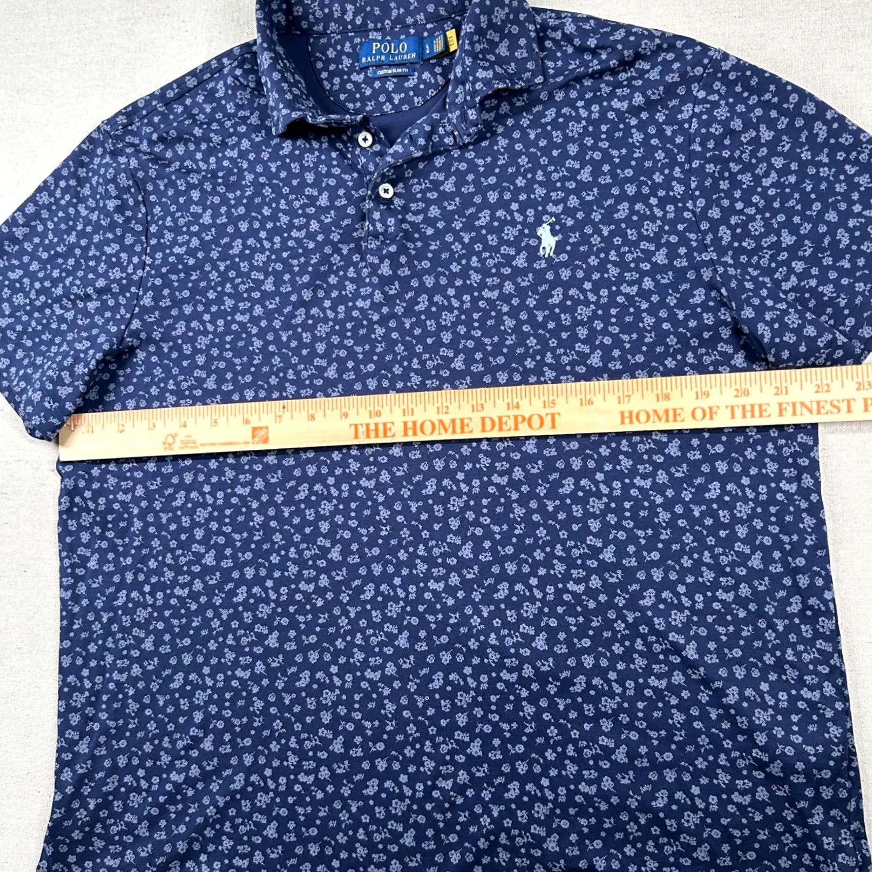 Polo Ralph Lauren Polo Ralph Lauren Shirt Mens L Floral Golf Polo Custom Fit Navy Blue 100% Cotton Knit Short Sleeve Polo Shirt Boys? Size US L / EU 52-54 / 3 - 6 Thumbnail