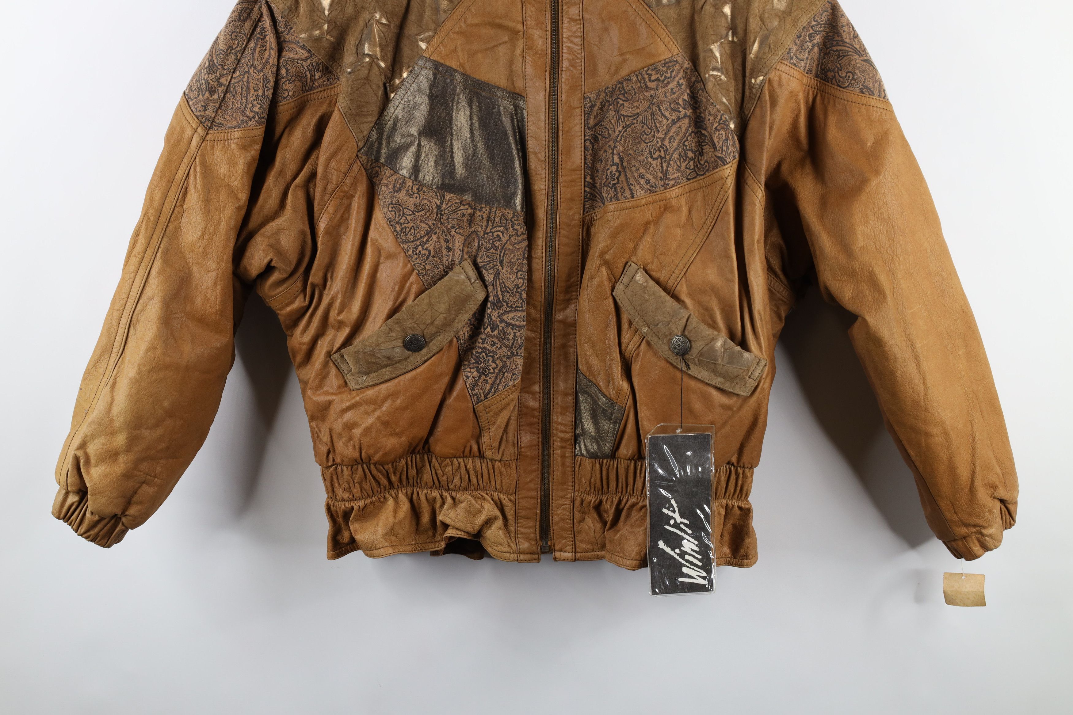 Deadstock Vintage 90s Streetwear Leather Bomber Jacket Womenswear