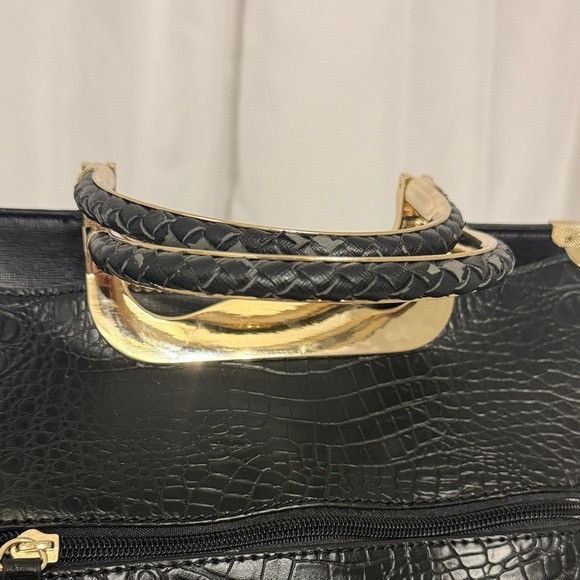 Other MK Dupe Black Croc Embossed Bag with Gold Accents Size ONE SIZE - 11 Thumbnail