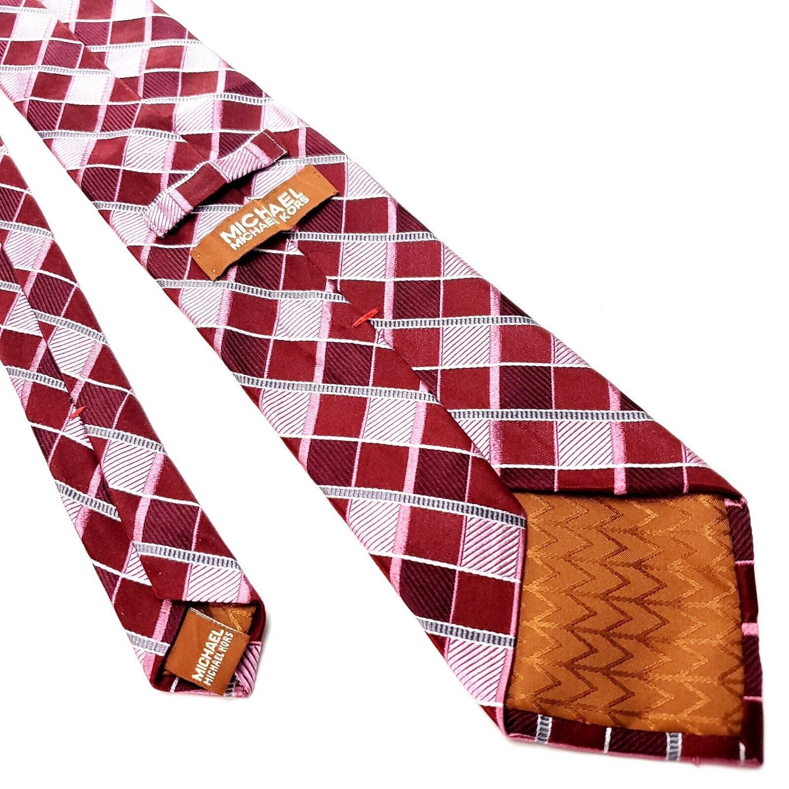 Michael Kors Michael Kors Red Silk Tie Woven Check Size ONE SIZE - 3 Thumbnail