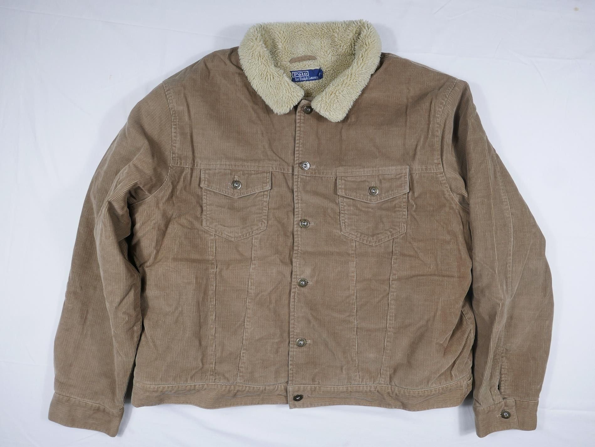 image of Polo Ralph Laurent Jacket Corduroy Bomber Brown Sherpa , Men's (Size 2XL)