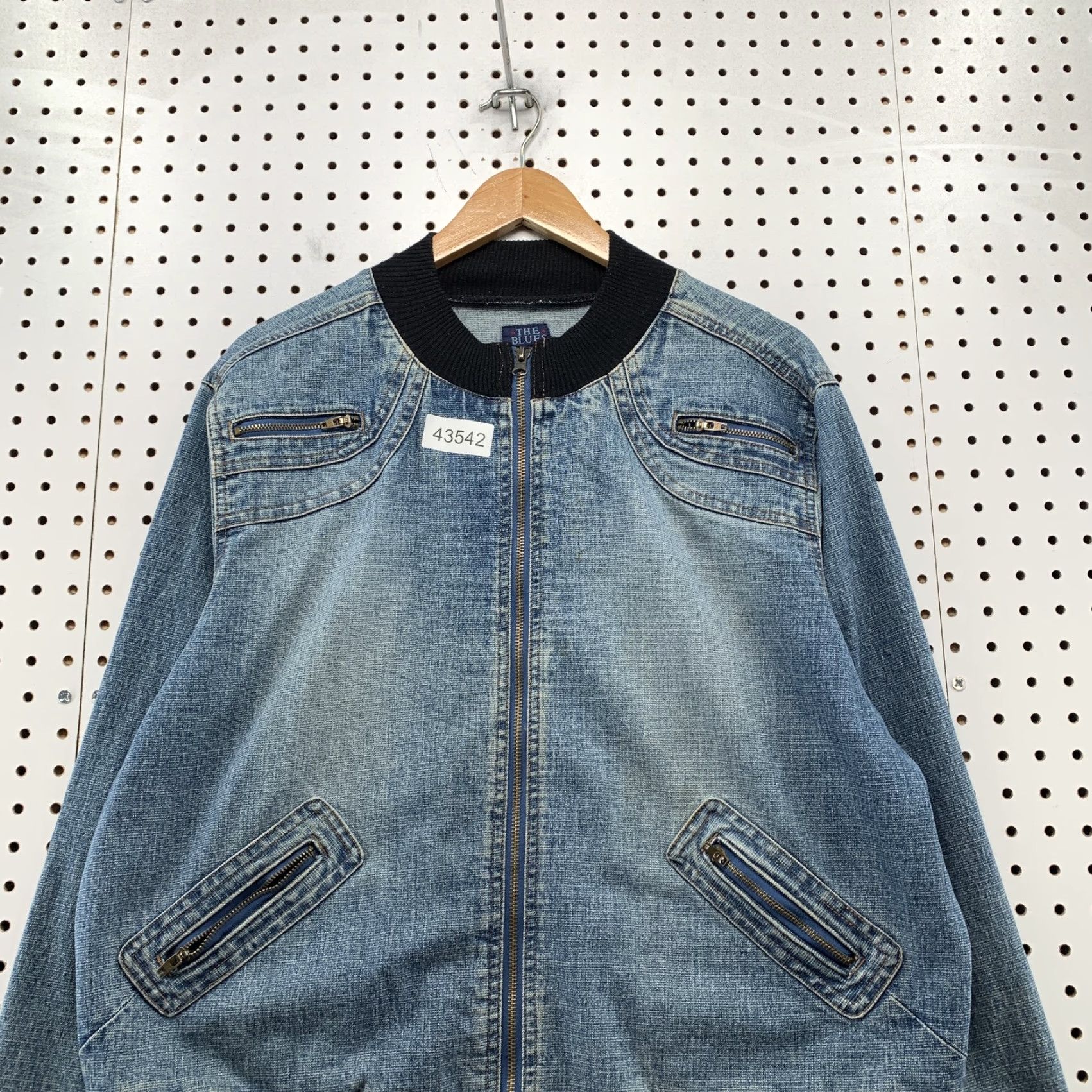Vintage VINTAGE The Blues Denim Jacket Womens Plus 1X Blue Bomber Zip Up Pocket Zipper 1X Green? Wait. Size XL / US 12-14 / IT 48-50 - 2 Thumbnail