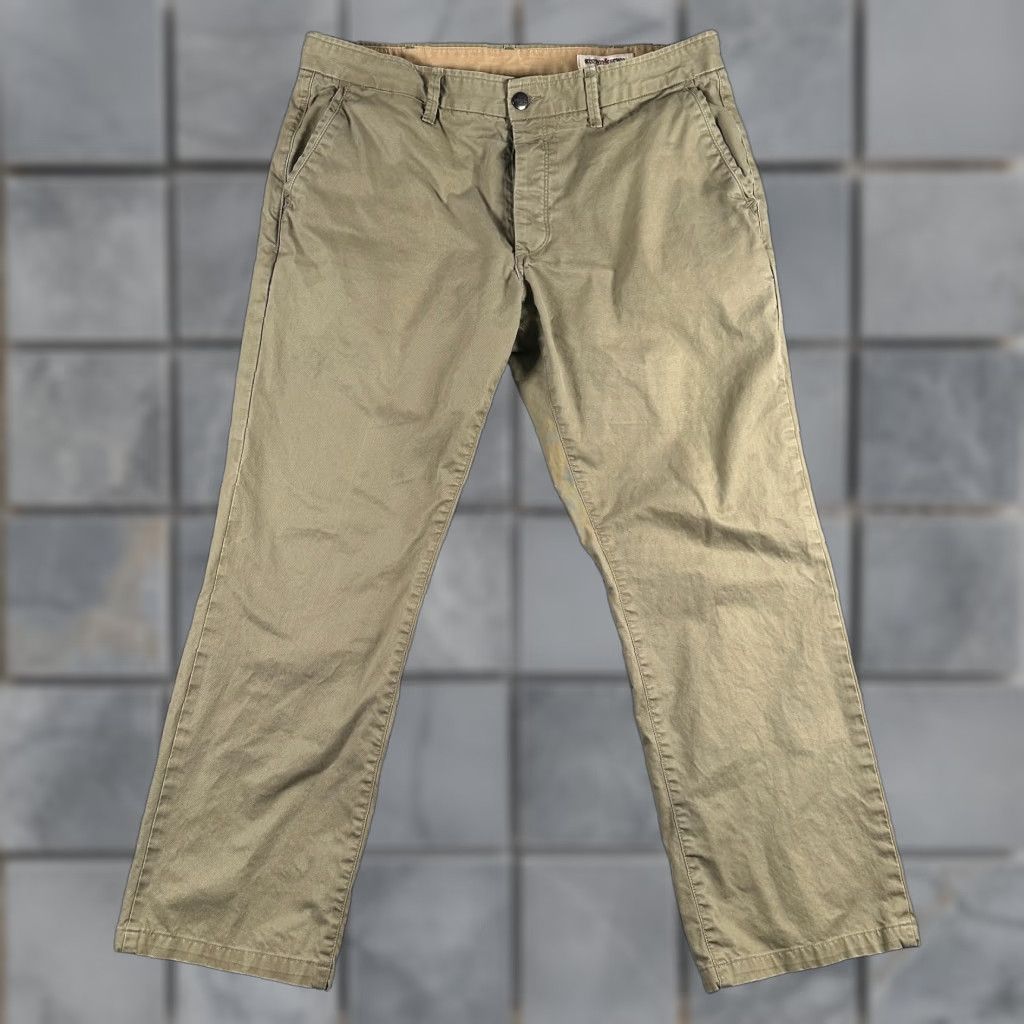 VINTAGE Grown Sewn Men's Canvas Pants 38 Olive Straight Chino