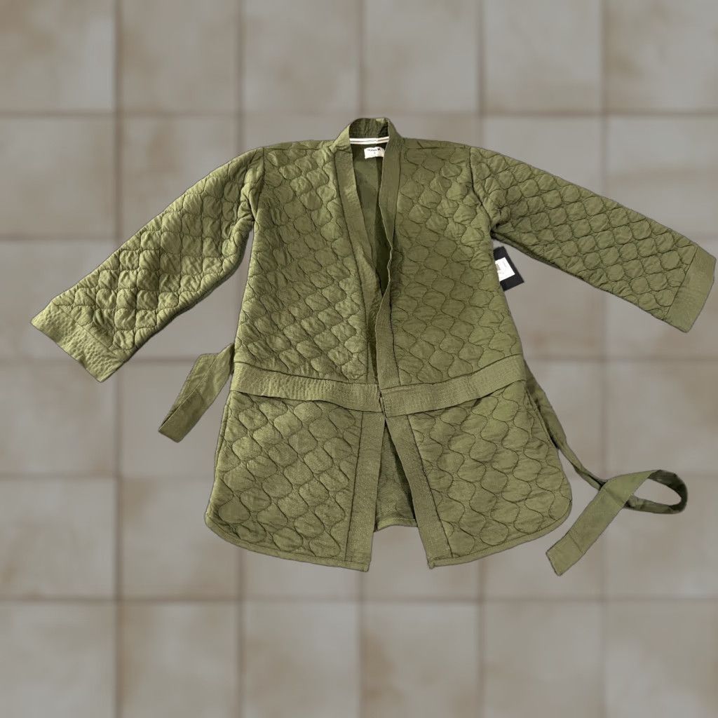 Hurley Hurley Jacket Womens S Green Quilted Long Sleeve Belted Wrap Open Pockets Lined Polyester All Seasons Fall Spring Winter Baggy Regular Mens Womens Size S / US 4 / IT 40 - 1 Thumbnail
