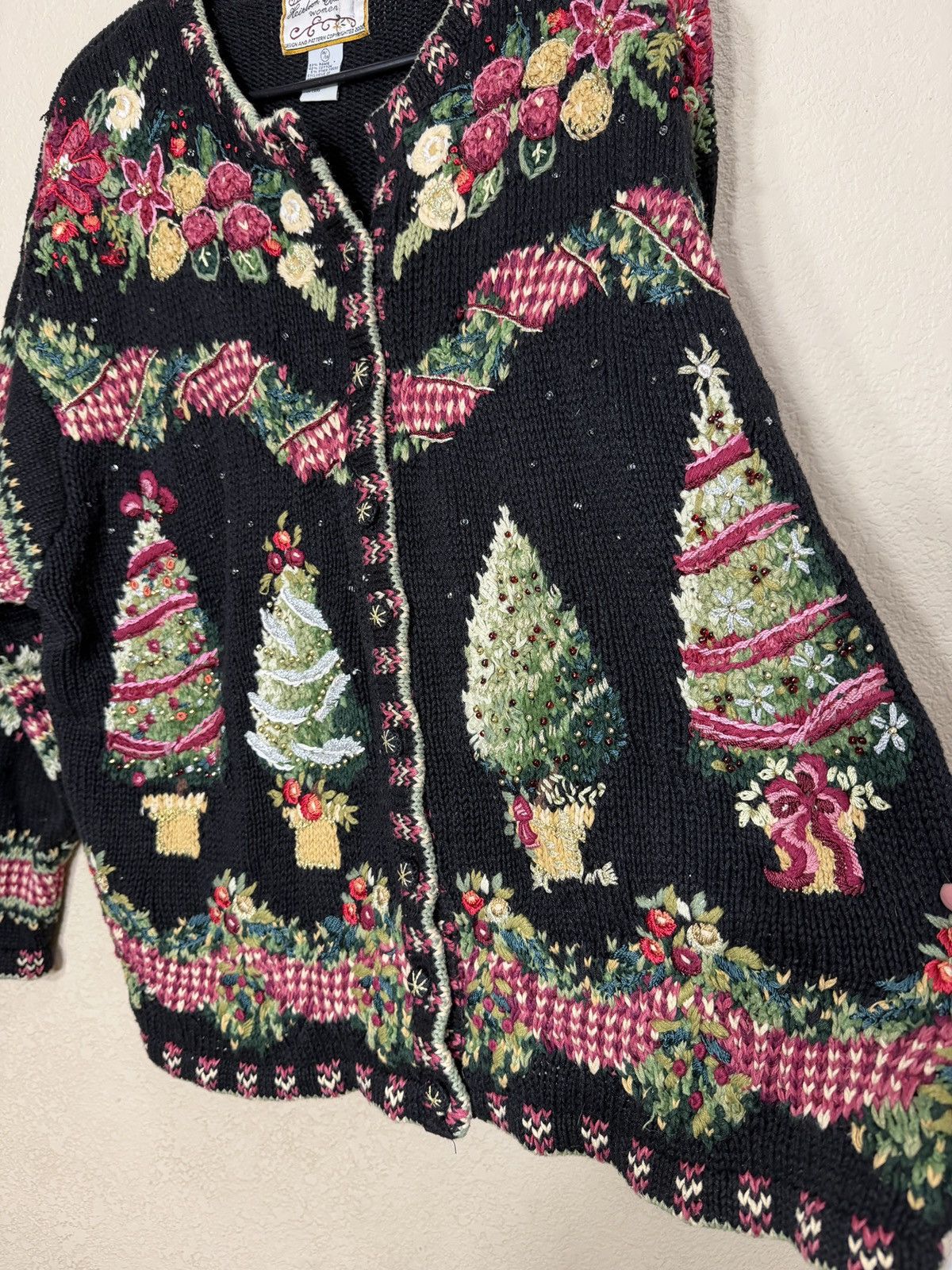 Other Heirloom Collectibles Black Christmas Cardigan Sweater 26/28 Size 3XL / US 20-22 - 4 Thumbnail