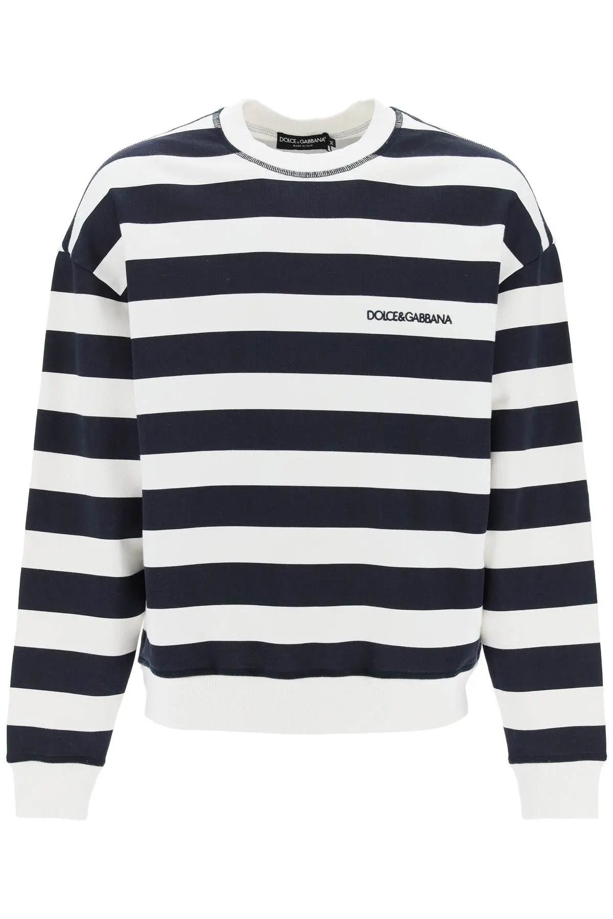 image of Dolce Gabbana O1S22I1N0224 Striped Sweatshirt In White Blue, Men's (Size Small)