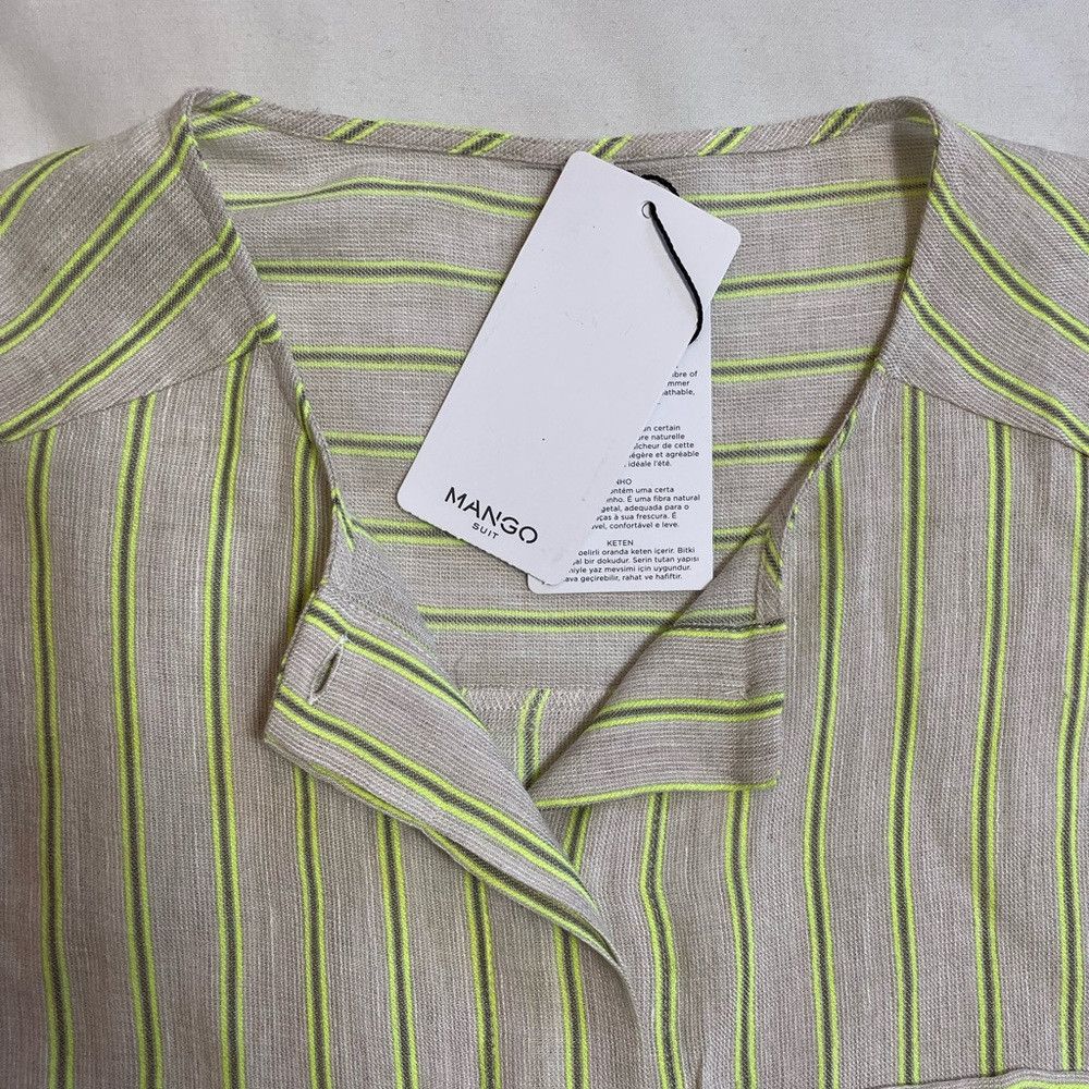 Mango NWT New Mango Striped Linen Blend Blouse Size M Size M / US 6-8 / IT 42-44 - 6 Thumbnail