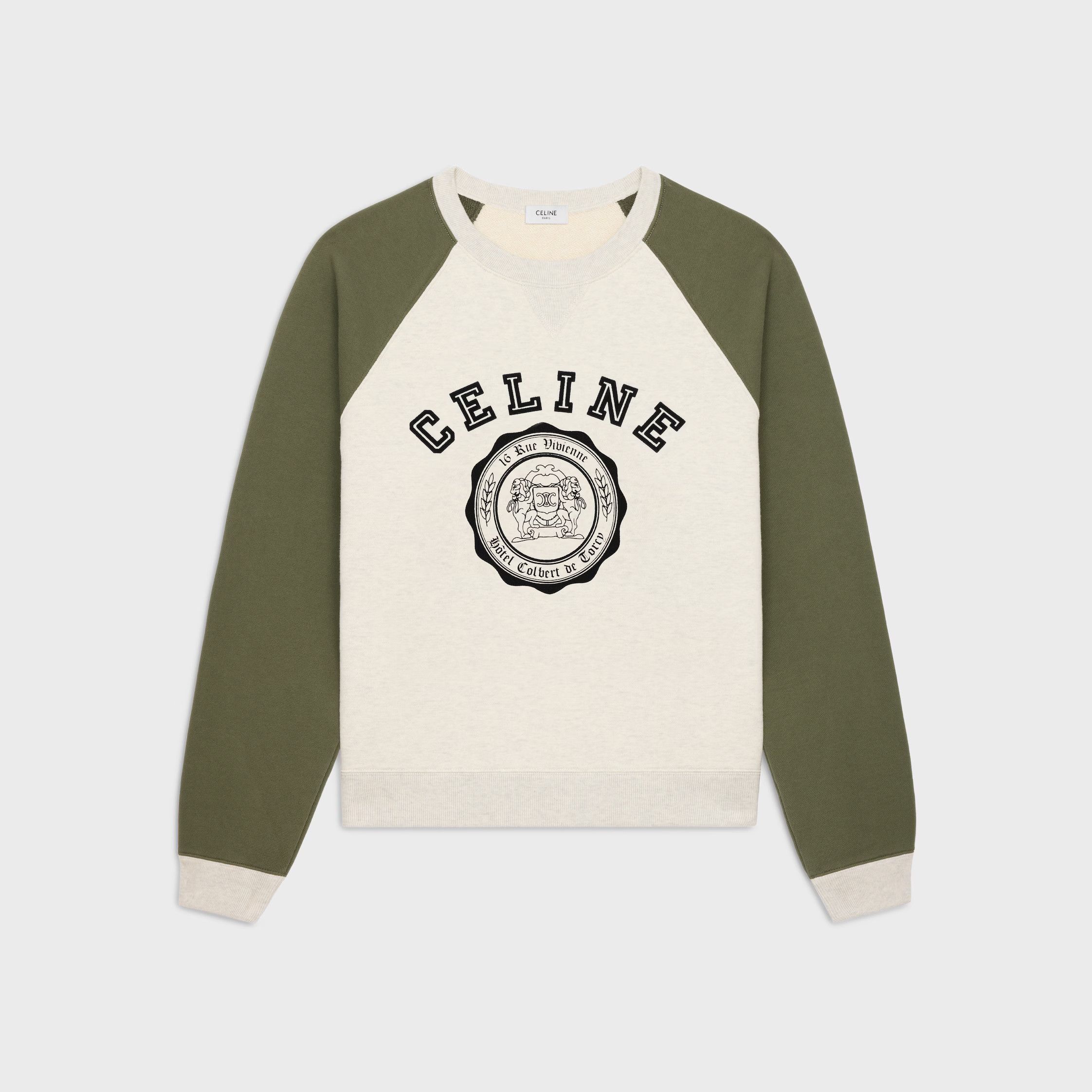Celine o1loc1c1225 Blason Loose Sweatshirt in Beige/Khaki Size US L / EU 52-54 / 3 - 1 Thumbnail
