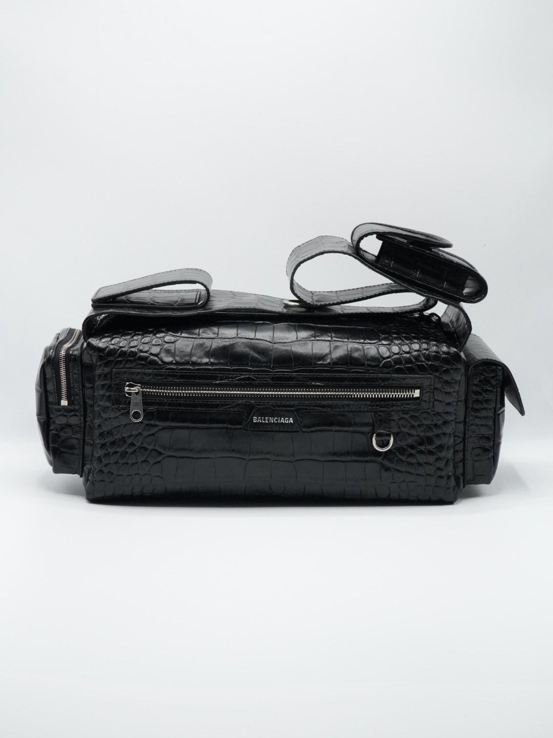 Balenciaga Balenciaga Black Croc Embossed Small Superbusy Sling Bag Size ONE SIZE - 3 Thumbnail