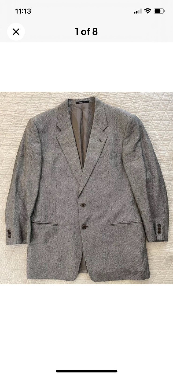 Armani Collezioni Silk & Wool Hopsack Herringbone Jacket Size 44R - 1 Preview