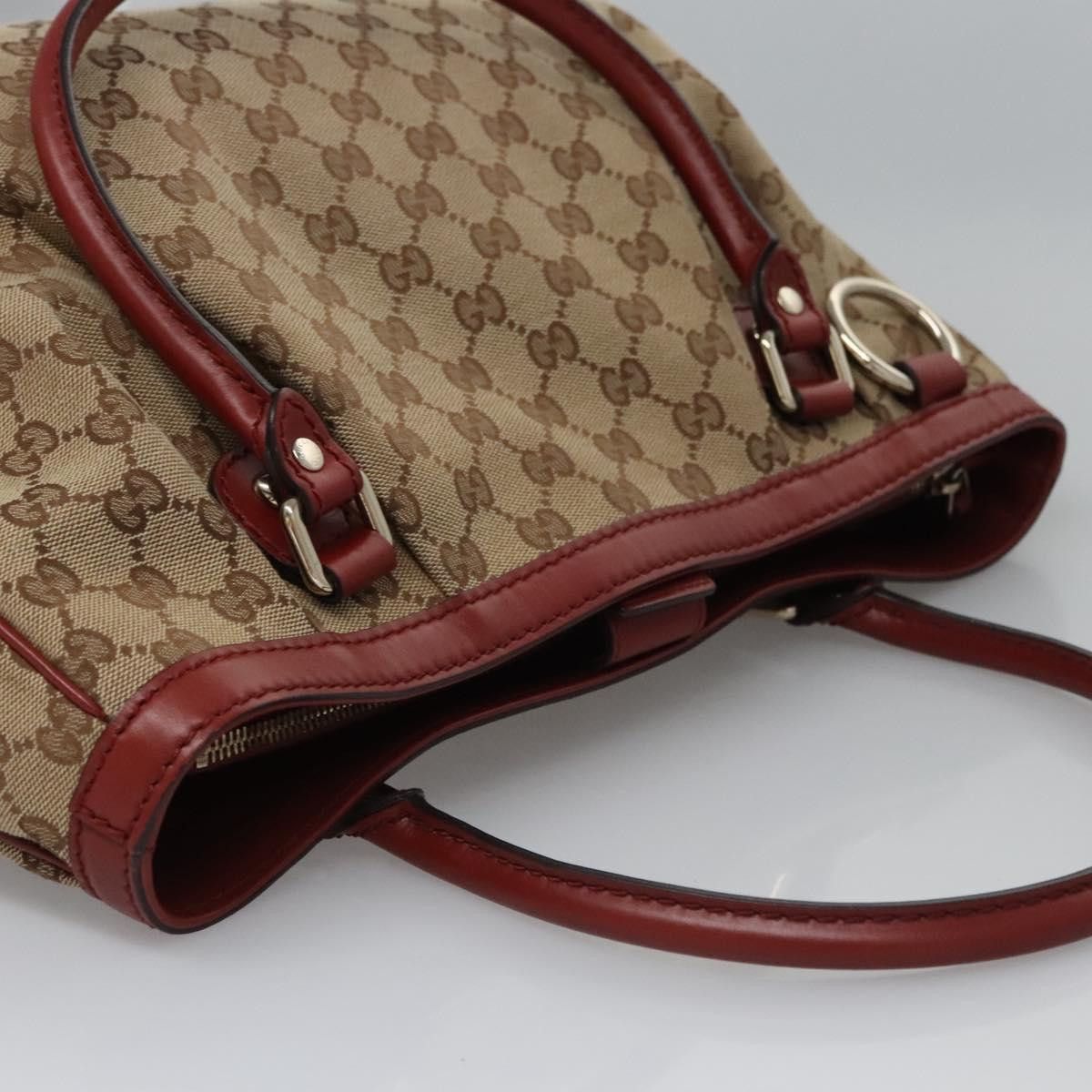 Gucci GUCCI GG Canvas Tote Bag Beige Gold Red Size ONE SIZE - 6 Thumbnail