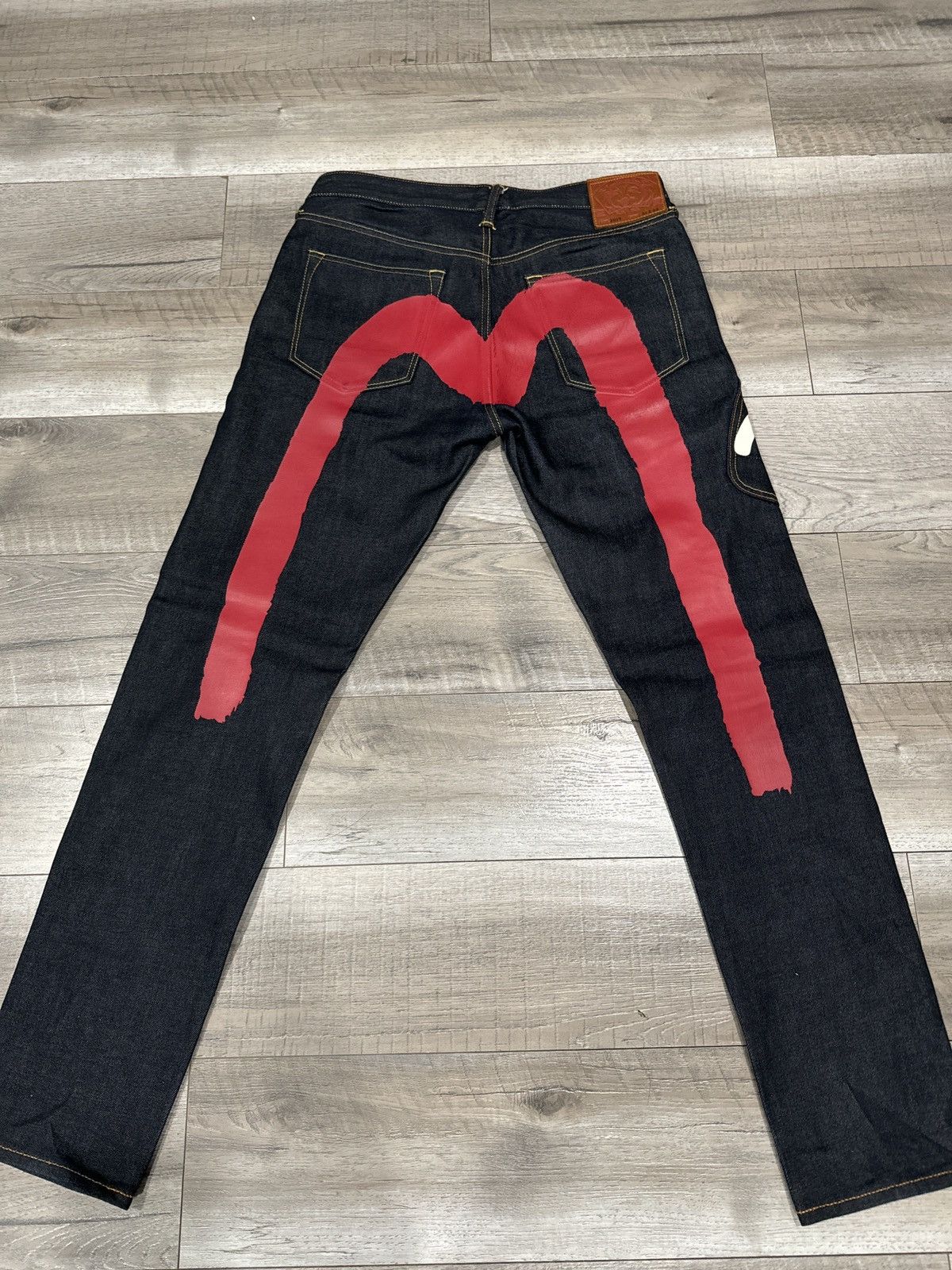 image of Evisu Osaka Japan Lot.2017 Red Paint Denim, Men's (Size 31)